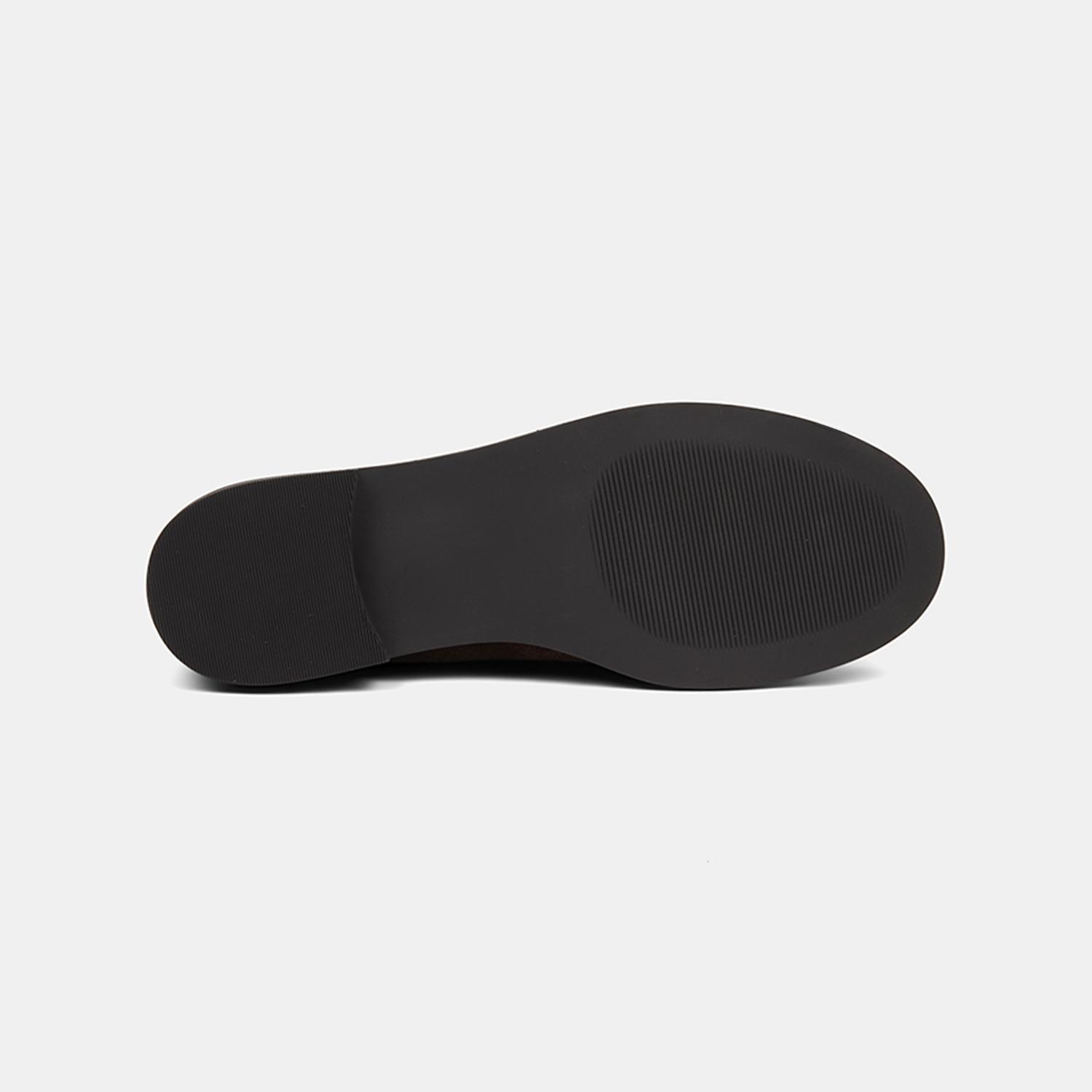 Kadın Kahve Yuvarlak Burun Süet Deri Loafer