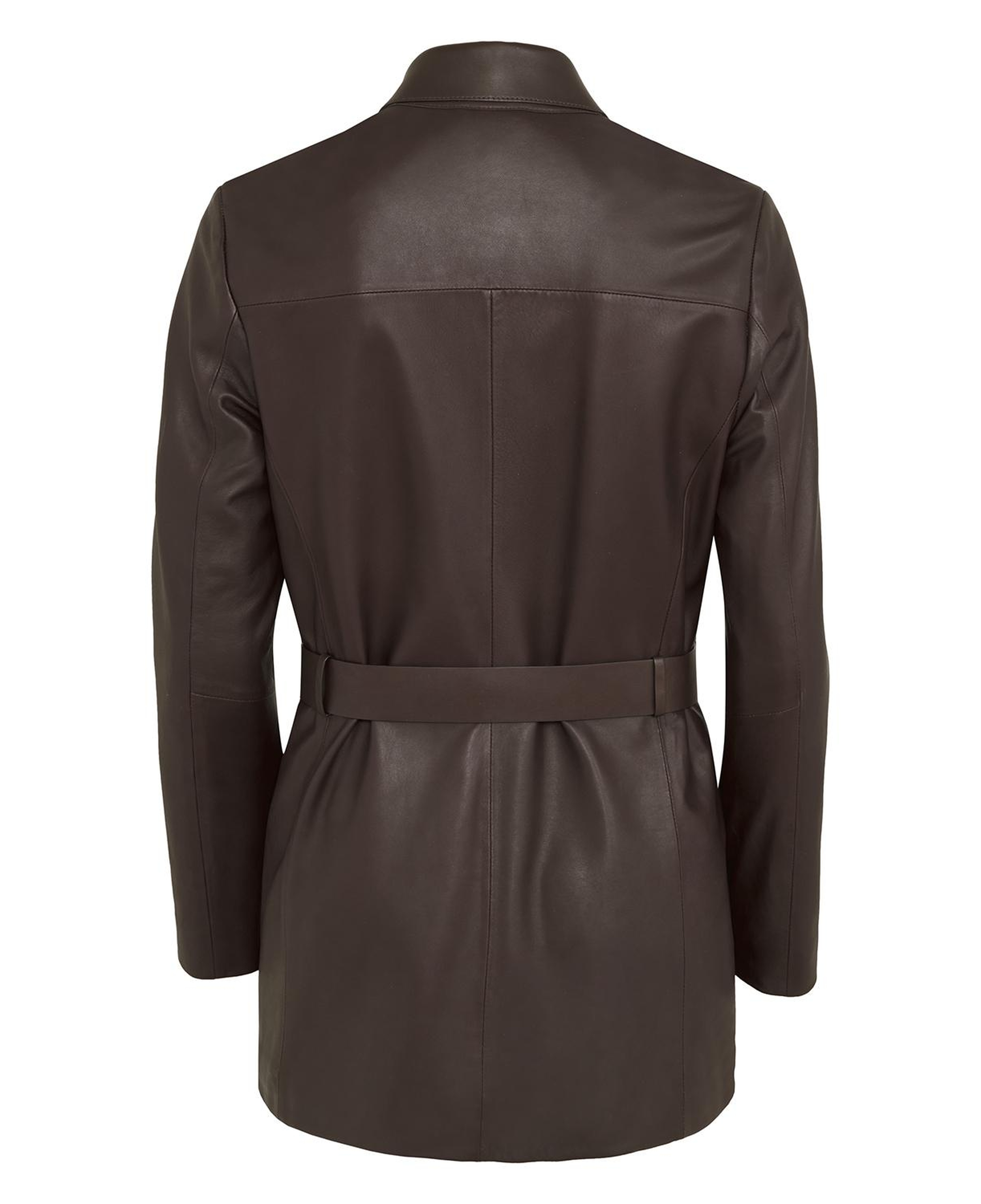 Kelly Kahve Kadın Deri Trençkot