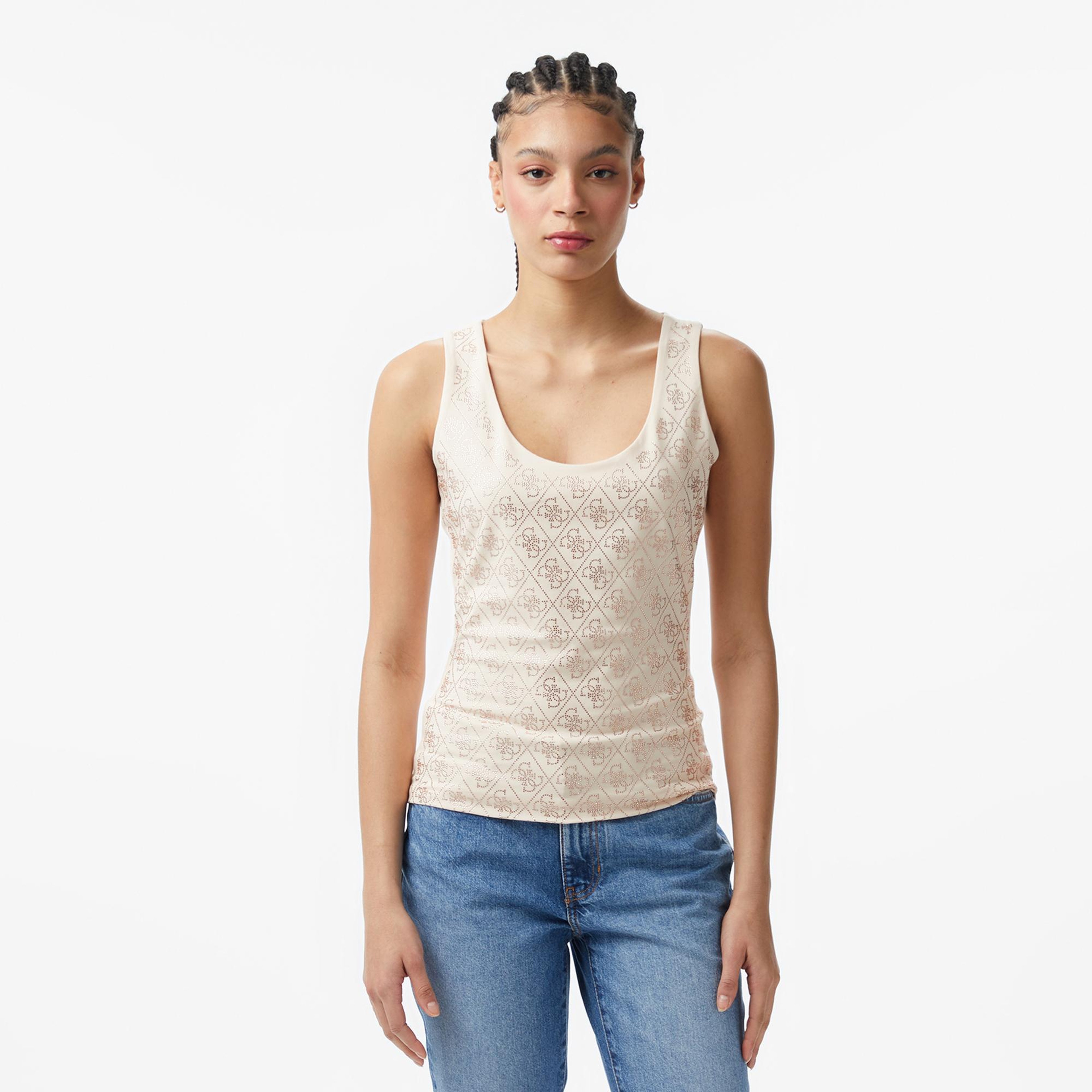 Guess Kadın Ekru T-Shirt