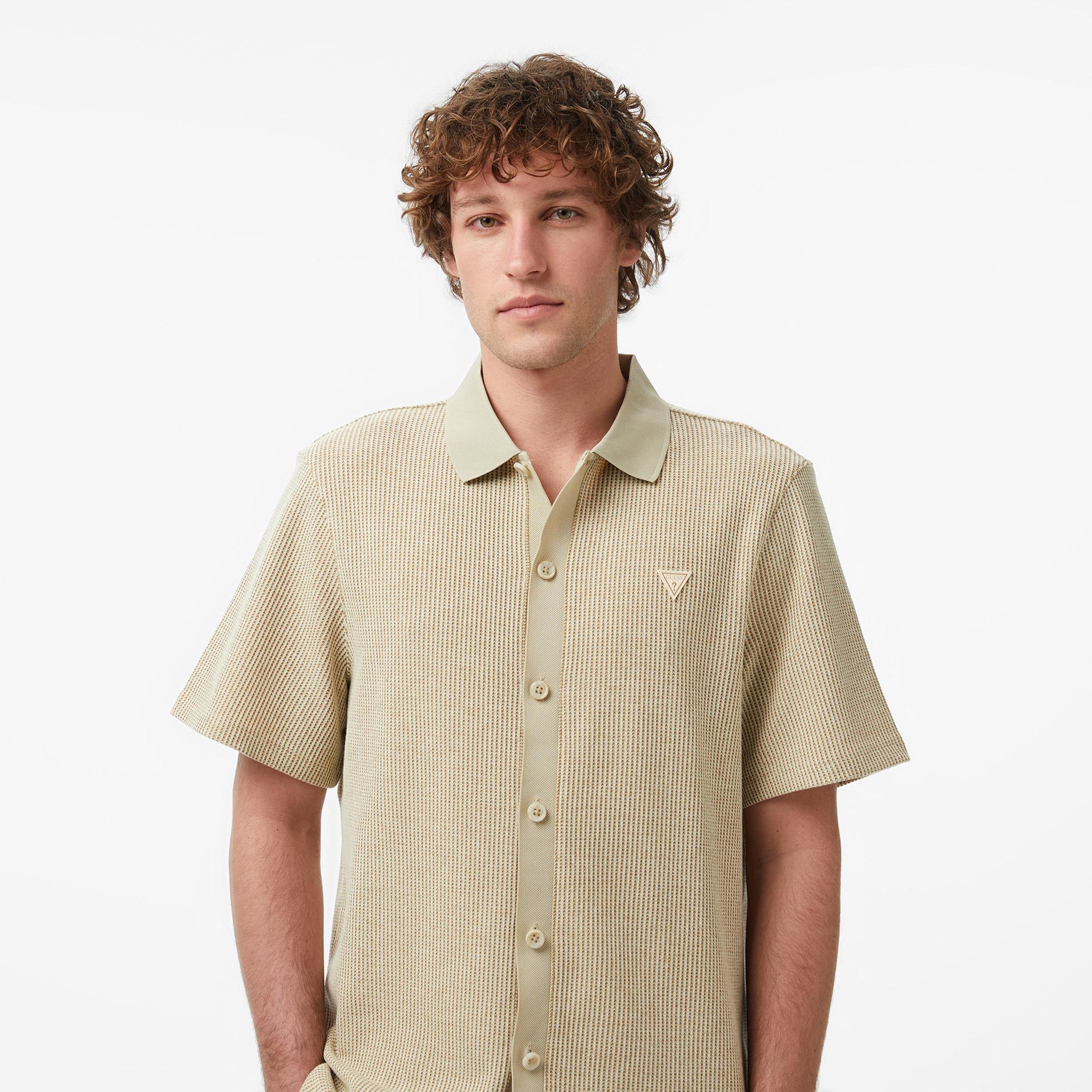 Guess Waffle Erkek Bej T-Shirt