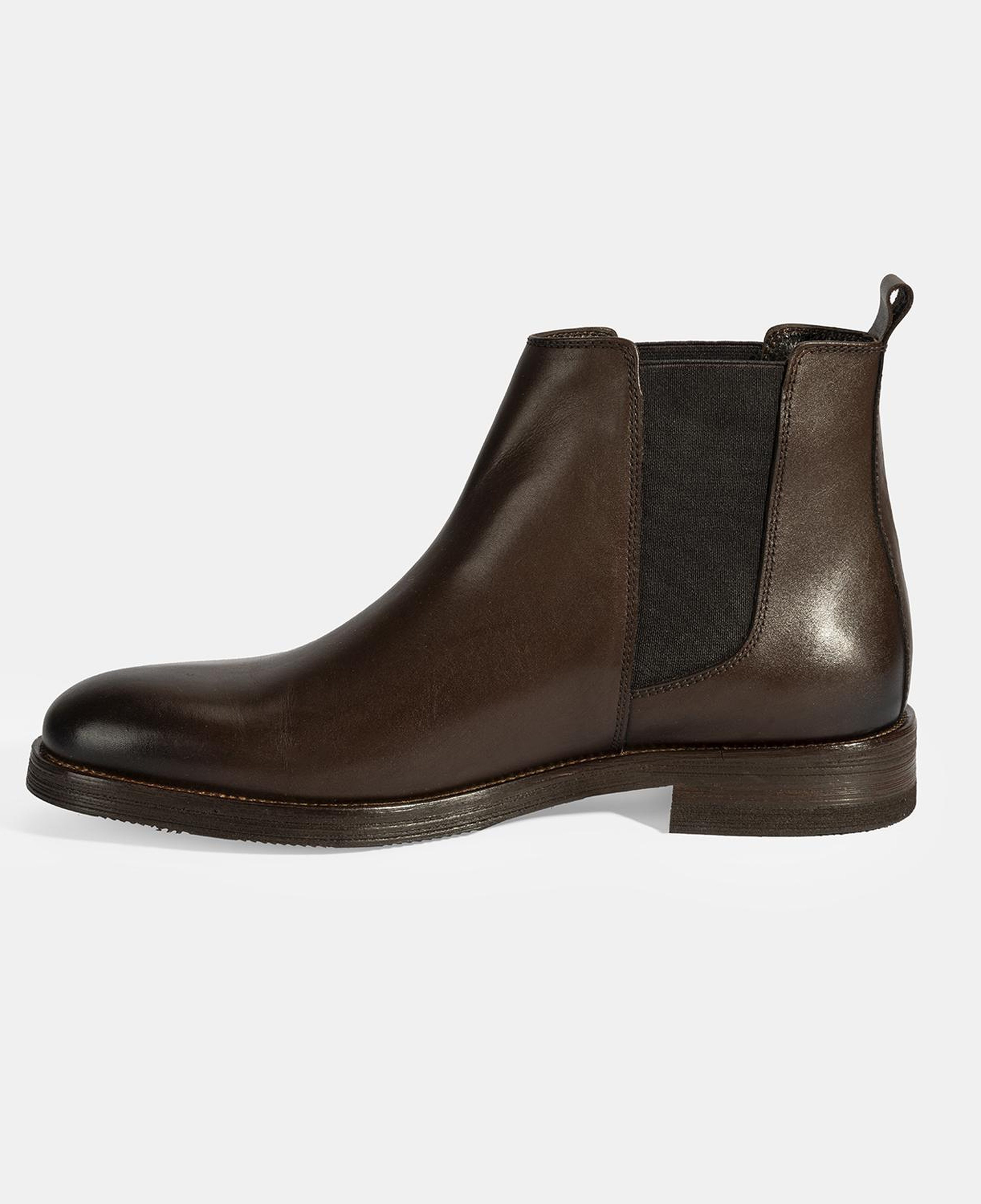 Erkek Kahve Lastik Detaylı Deri Bot