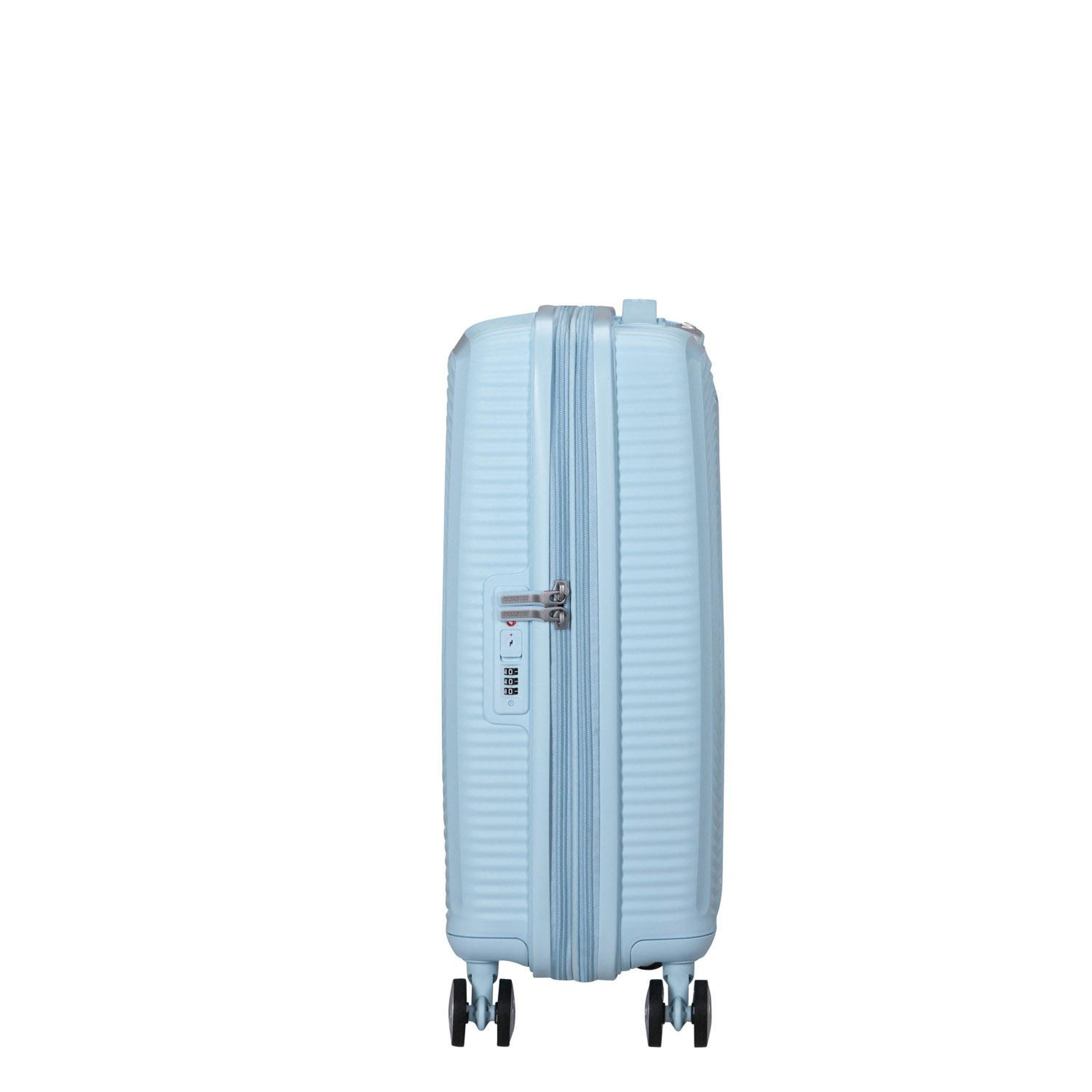 American Tourister Açık Mavi Soundbox - Körüklü 55/20 Kabin Boy Sert Valiz