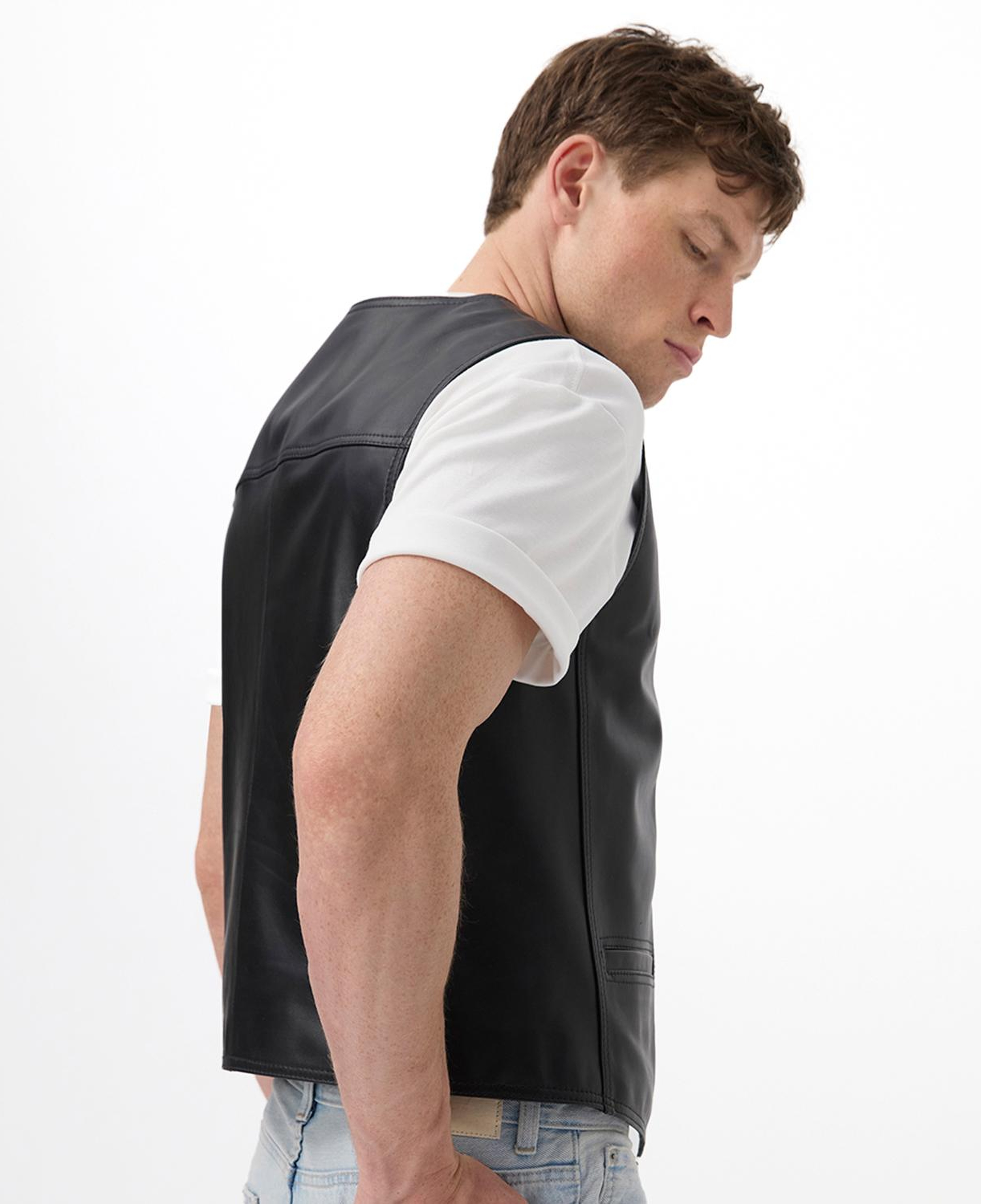 Aditsan Siyah Erkek Deri Yelek