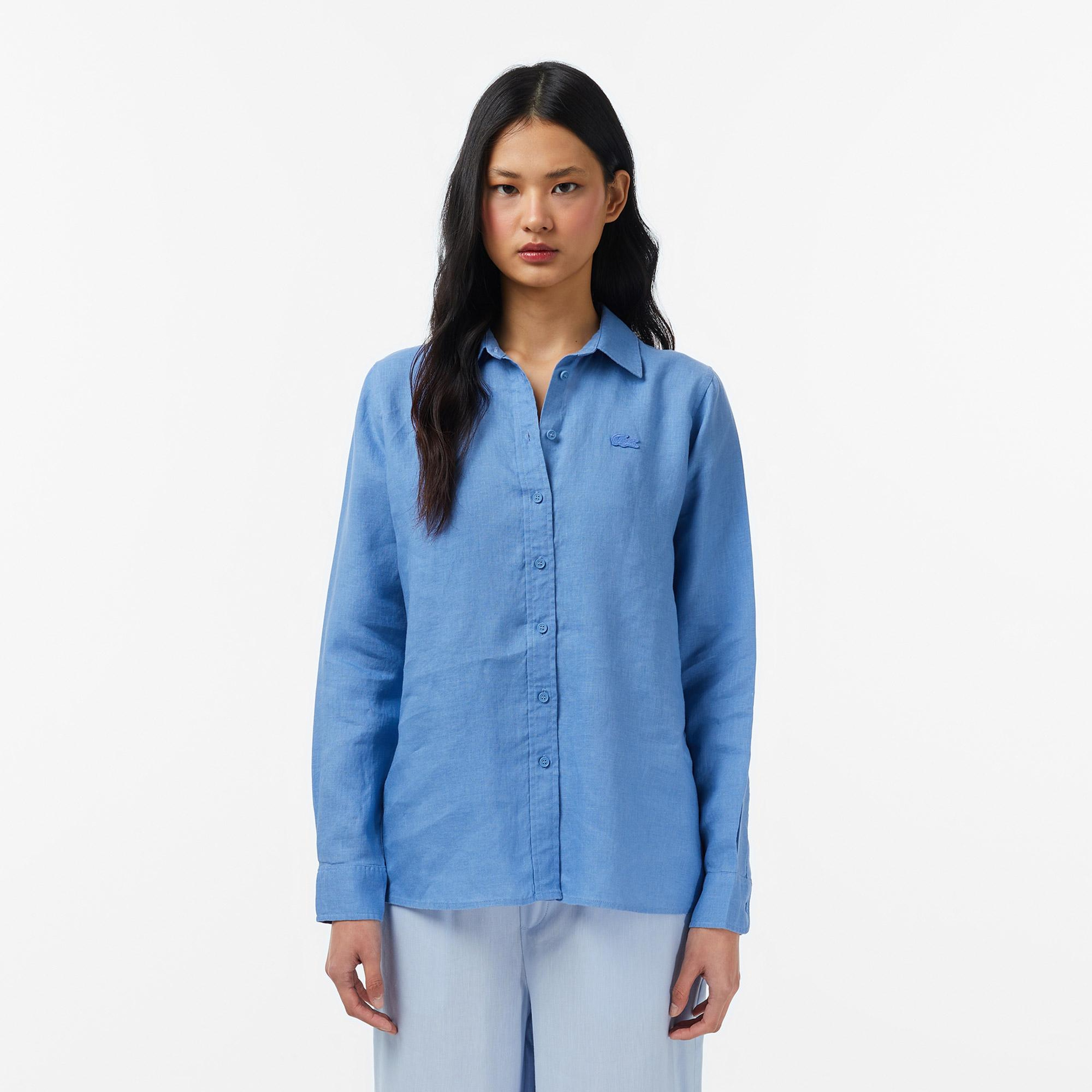 Lacoste Kadın Relaxed Fit Mavi Gömlek