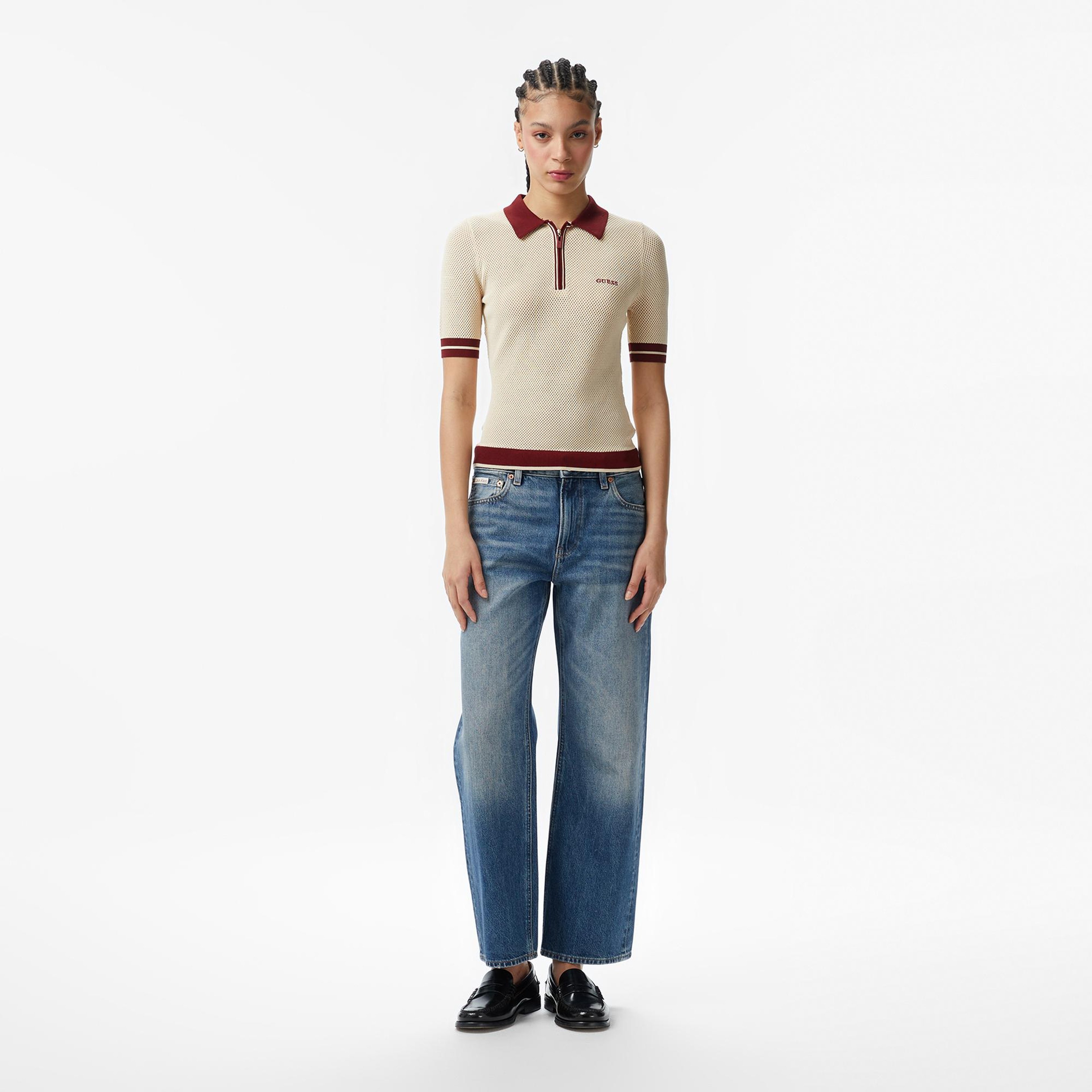 Guess Gabry Aktif Kadın Krem Triko