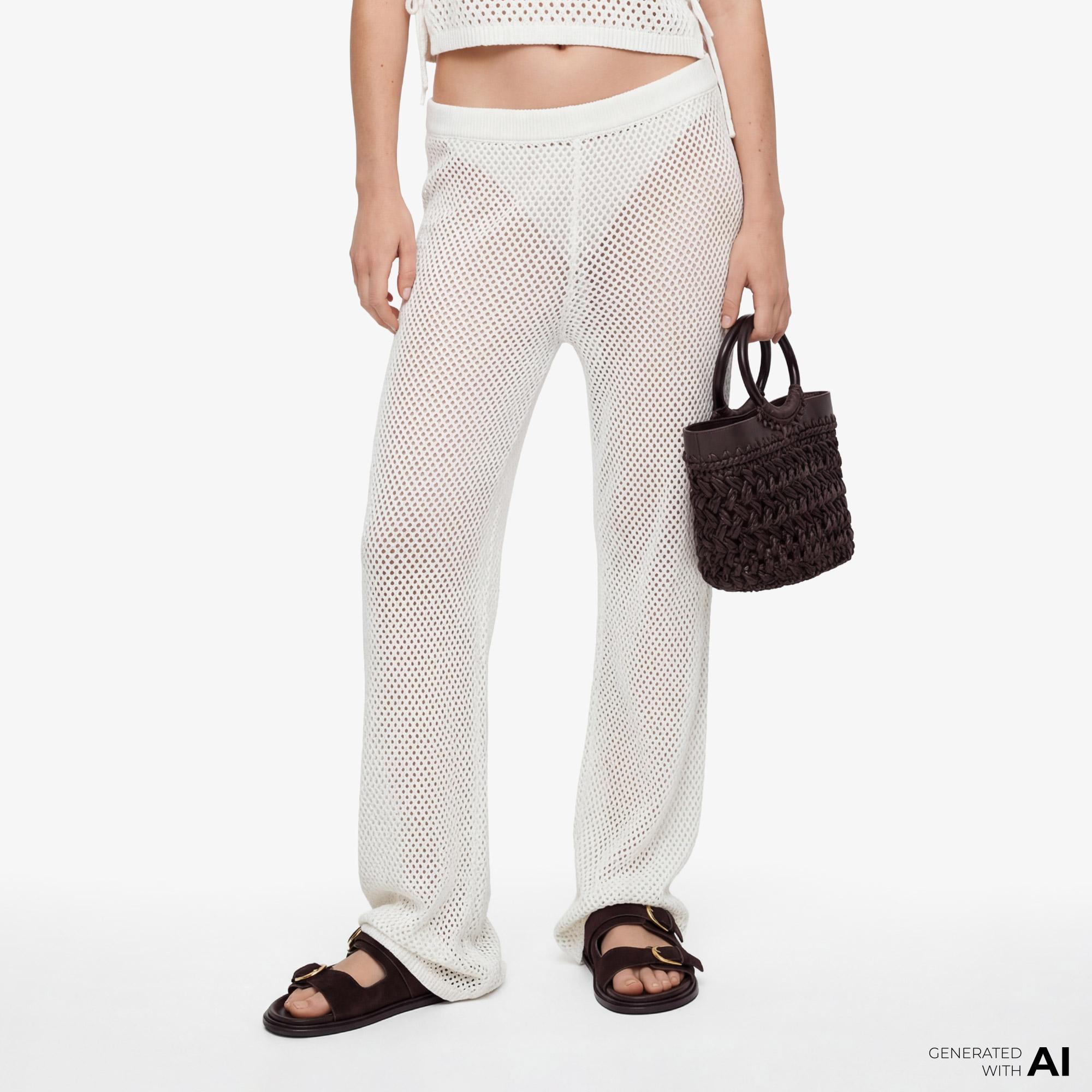 Guess Luna Palazzo Fit Kadın Bej Pantolon