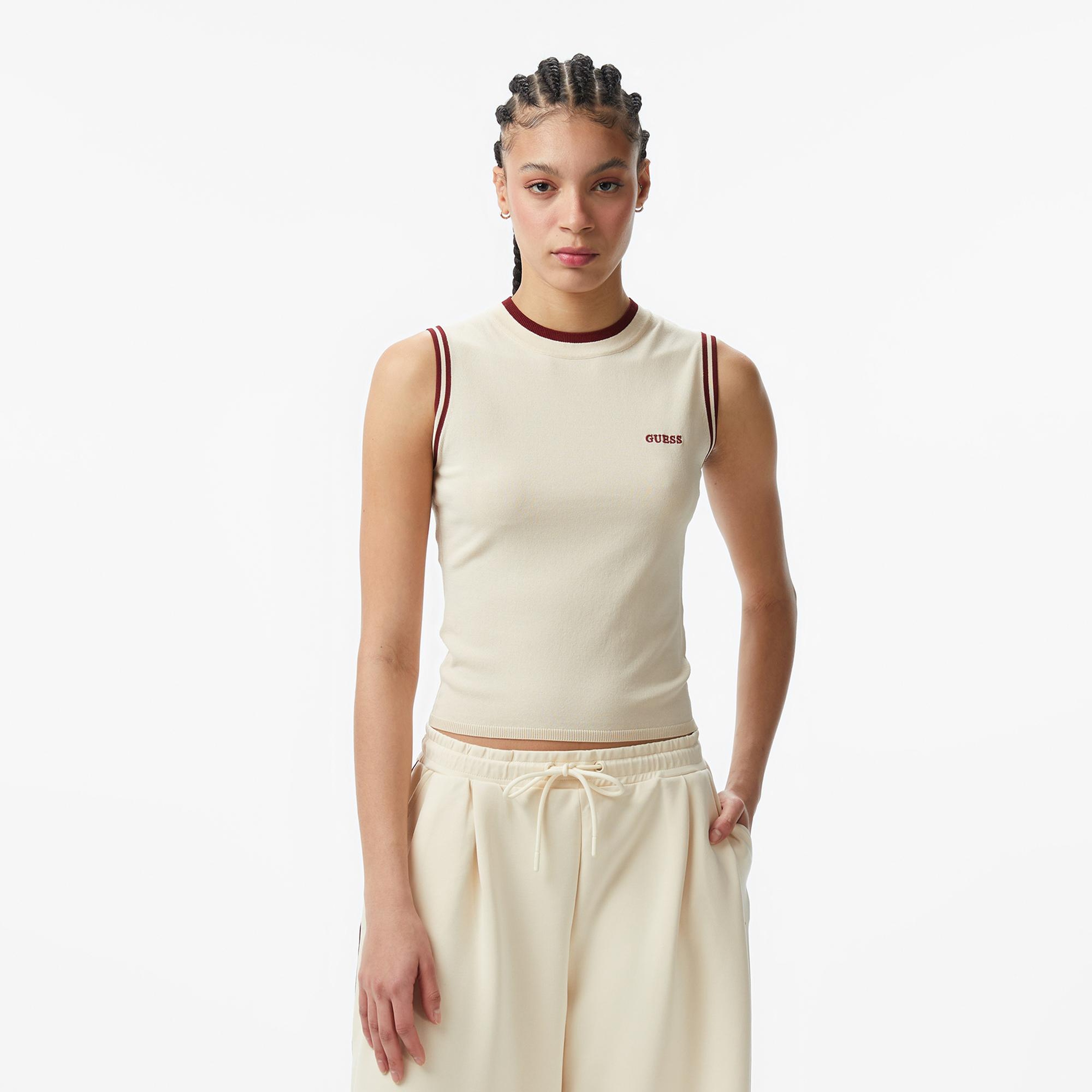 Guess Gabry Aktif Kadın Krem Sweatshirt