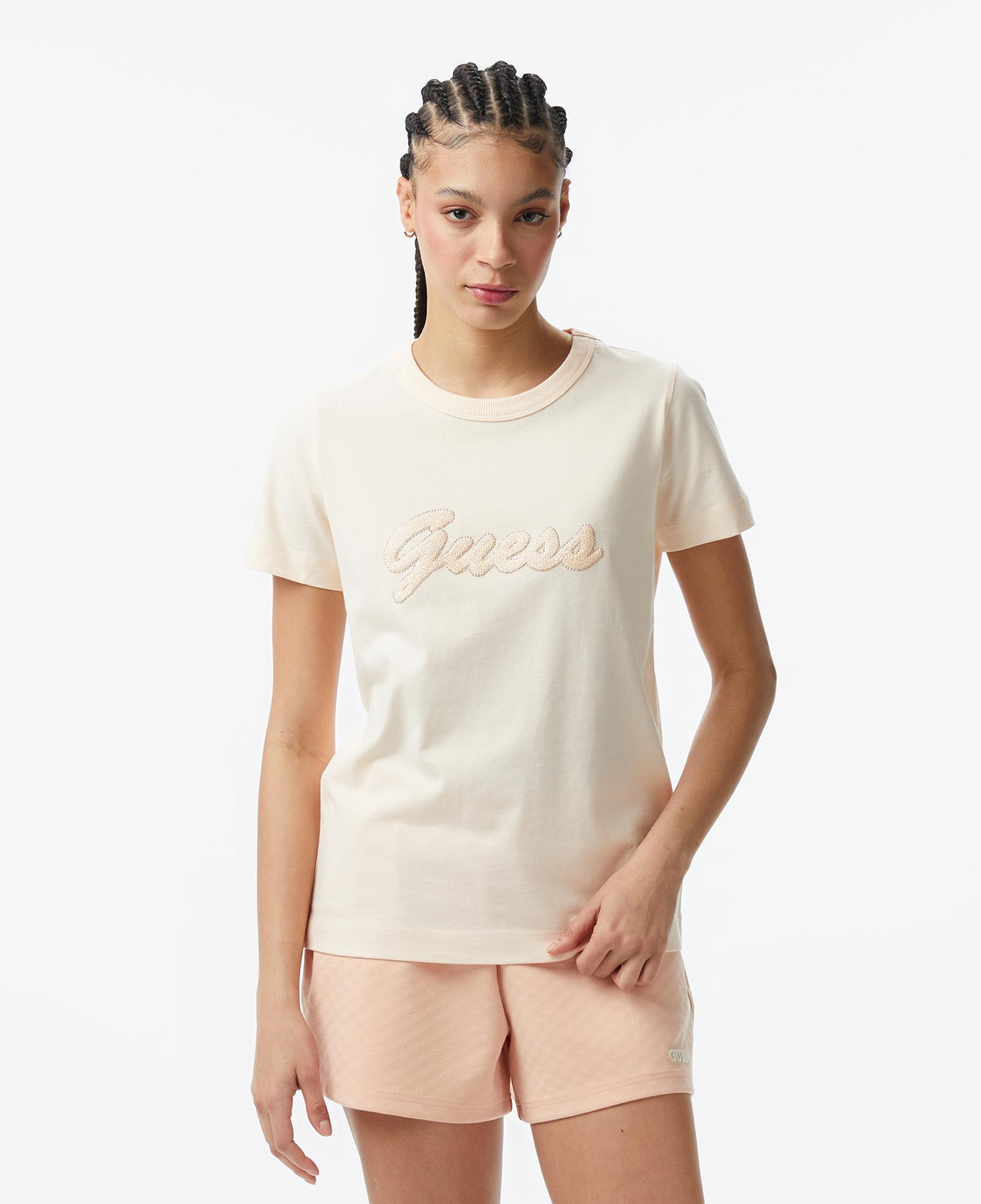 Guess Boxy Fit Kadın Ekru T-Shirt