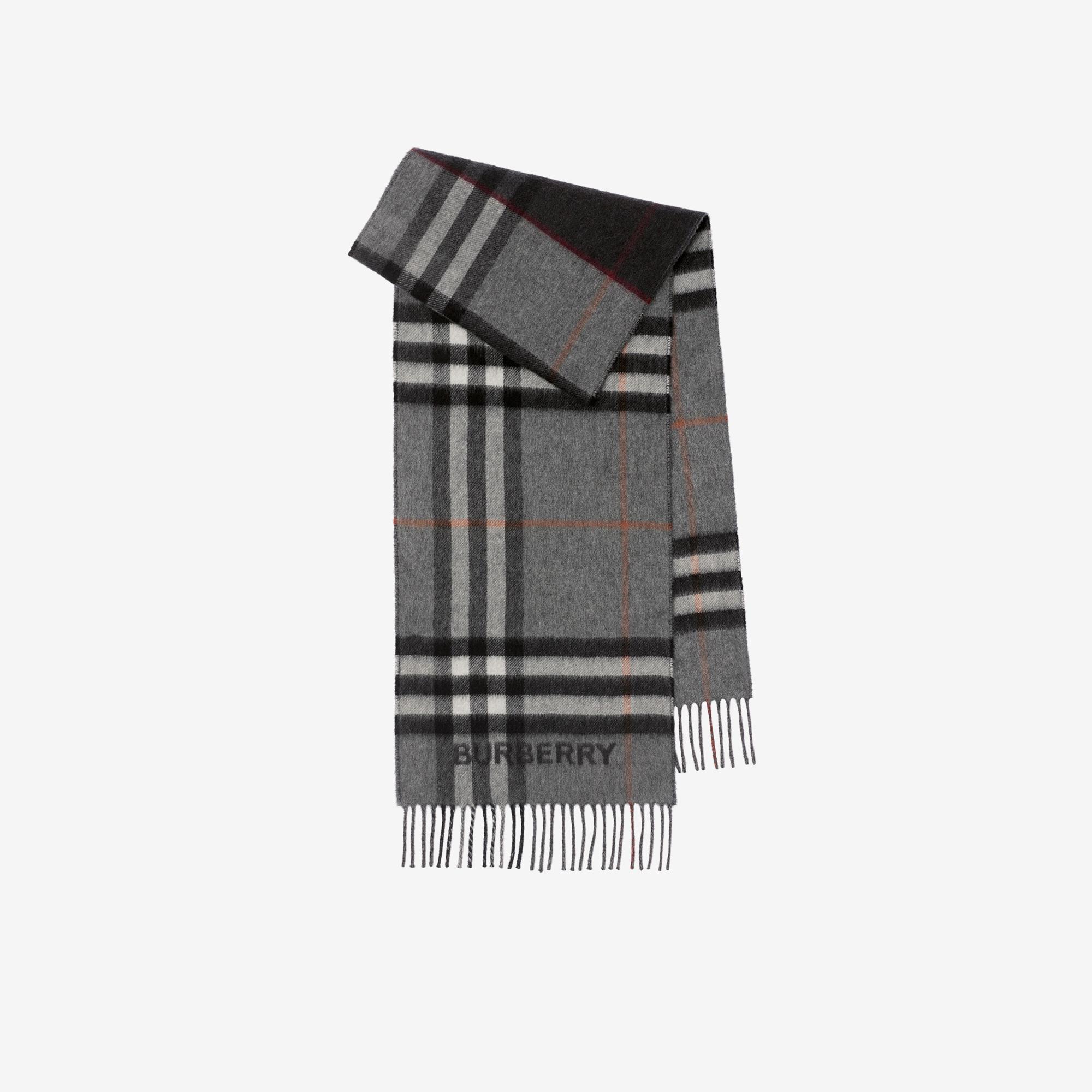 Burberry Gnt Contrast Cashmere Kadın Gri Atkı