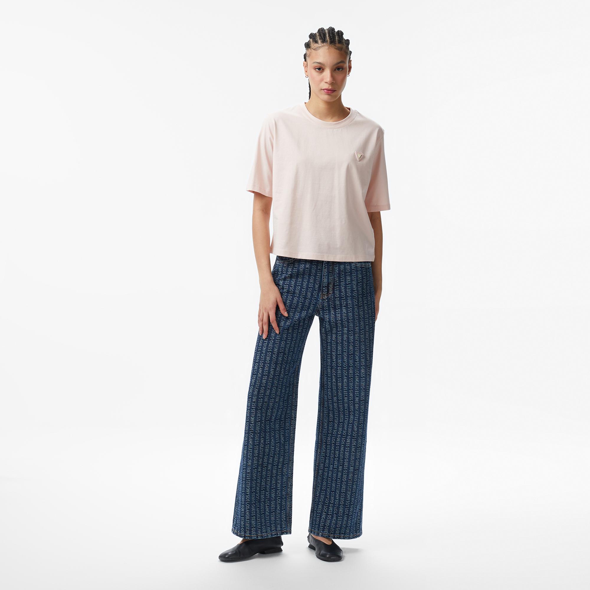 Guess Colette Aktif Boxy Fit Kadın Pembe T-Shirt