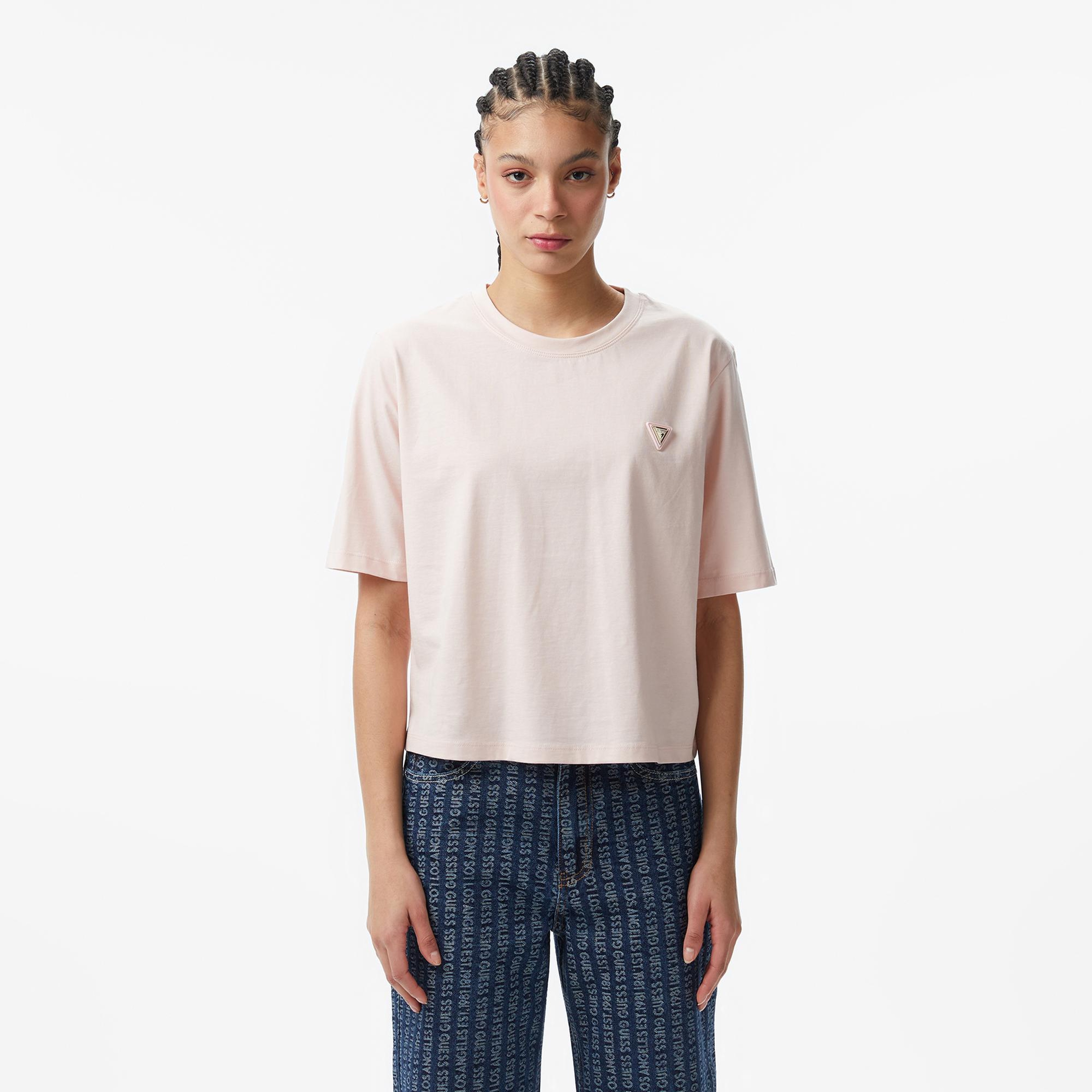 Guess Colette Aktif Boxy Fit Kadın Pembe T-Shirt