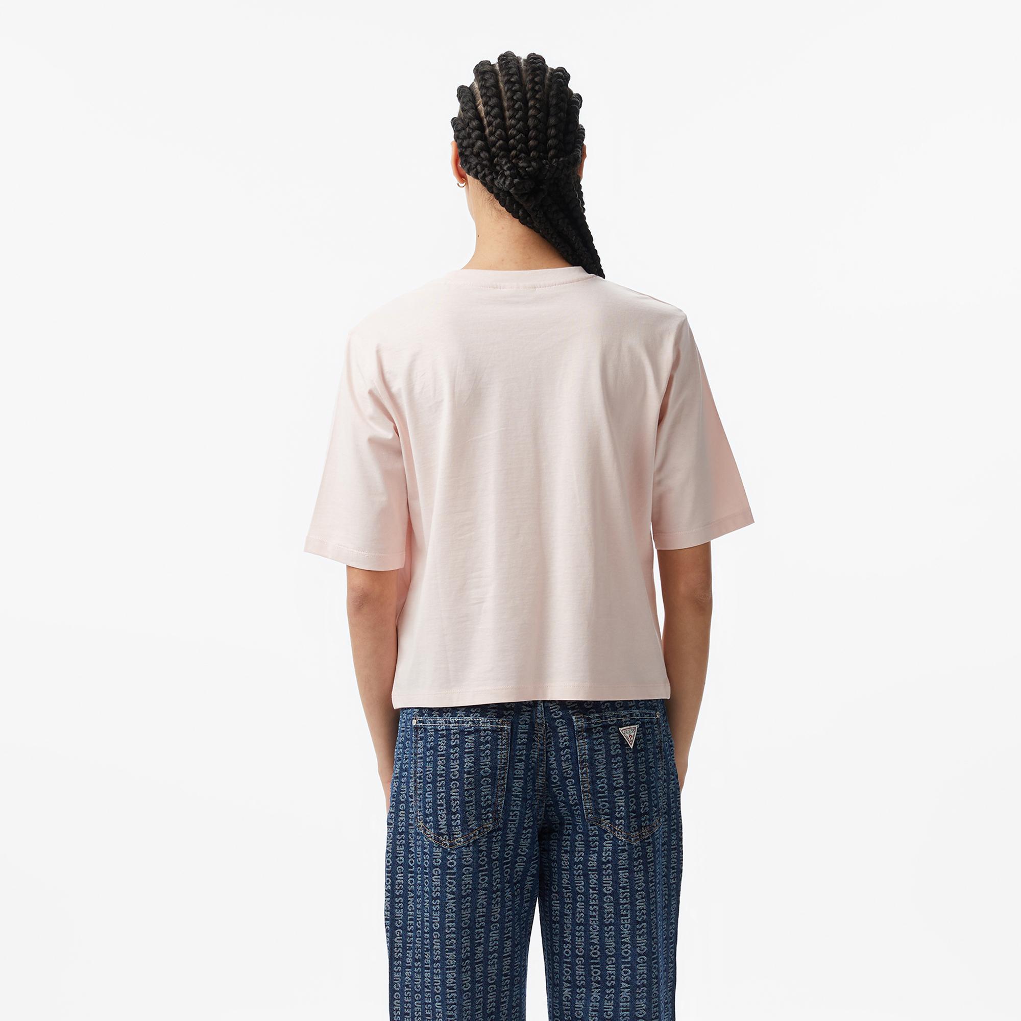 Guess Colette Aktif Boxy Fit Kadın Pembe T-Shirt