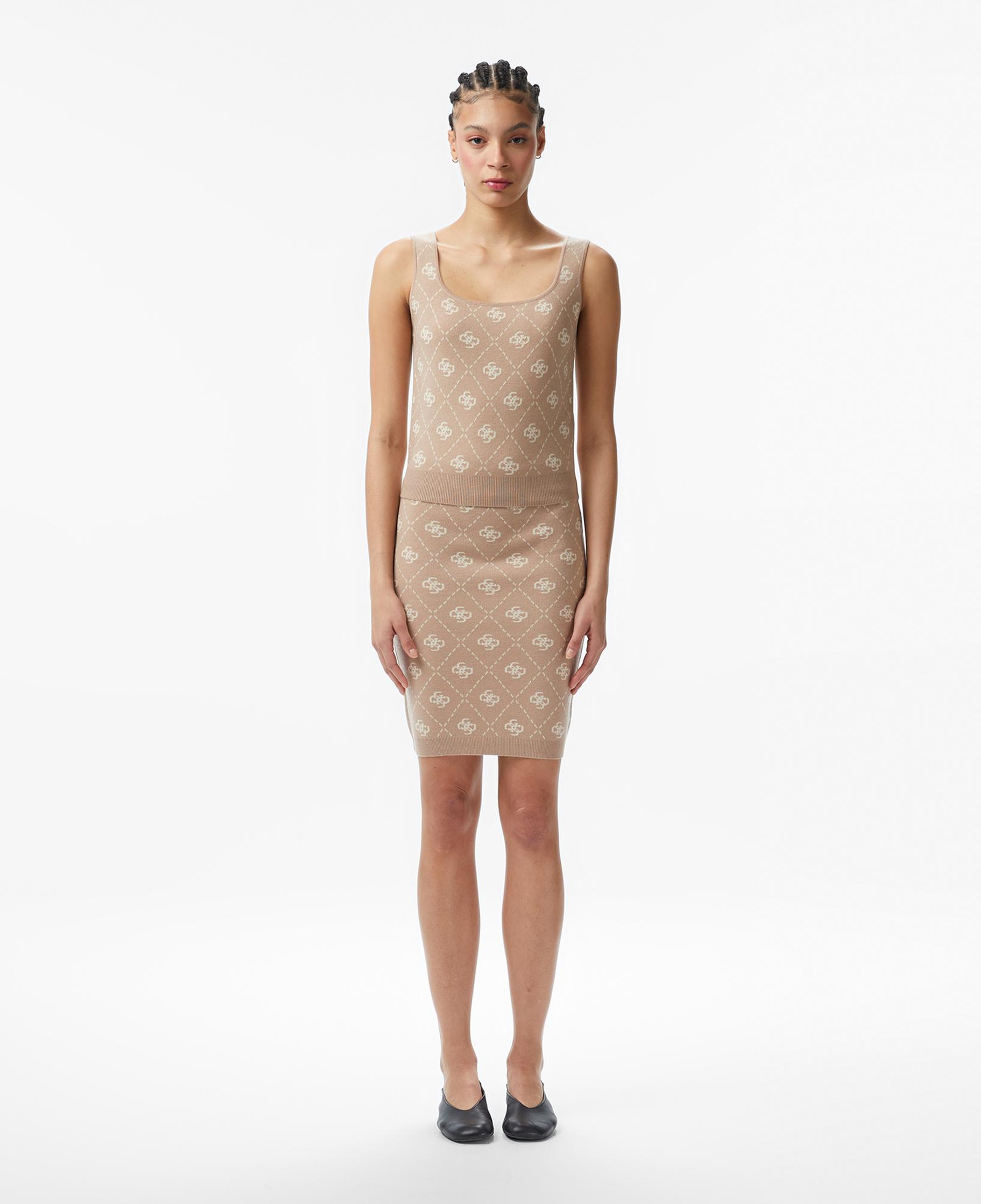 Guess Sarah Yün Karışımlı Tailored Fit Kadın Krem Etek