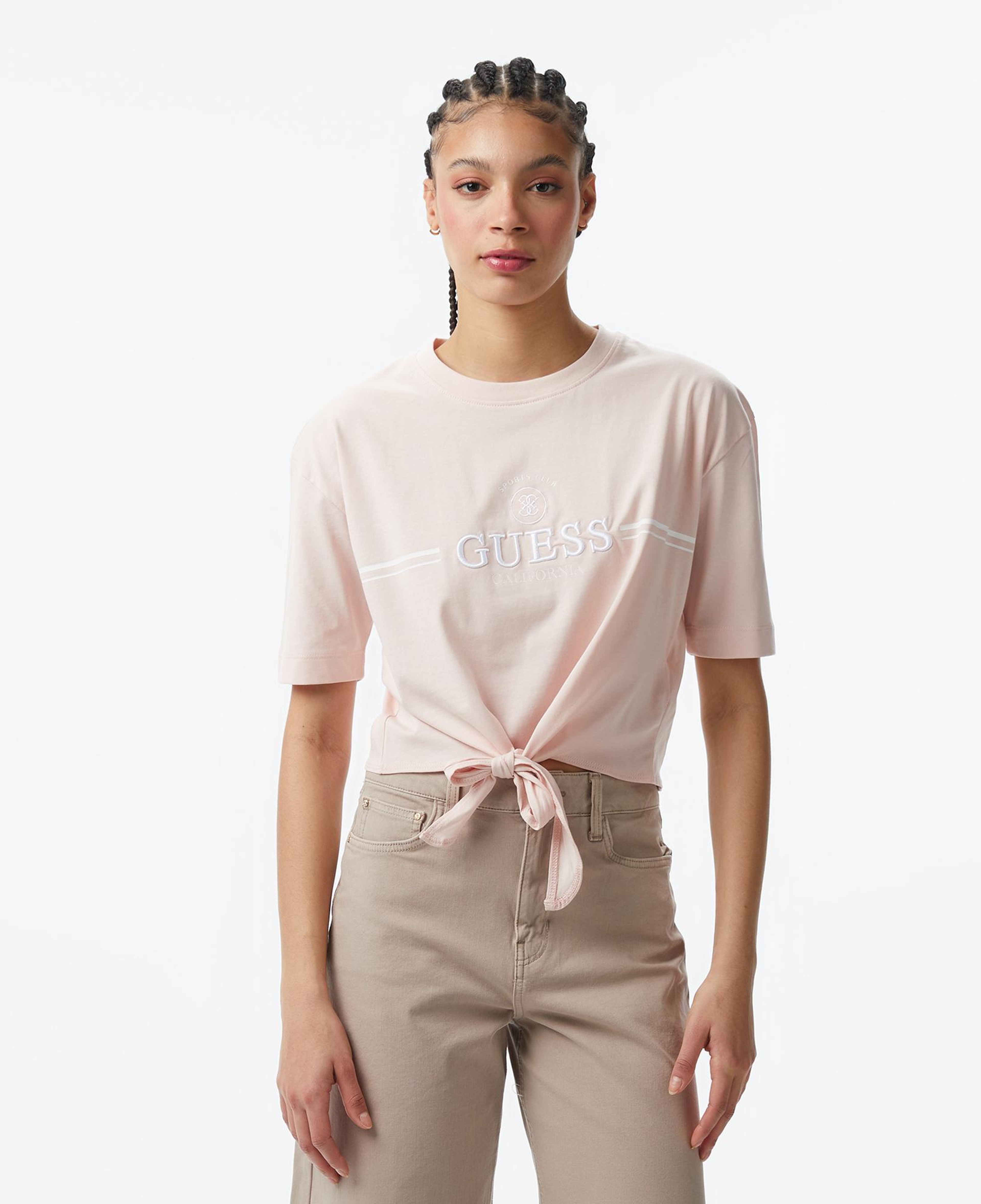 Guess Stream Aktif Boxy Fit Kadın Pembe T-Shirt