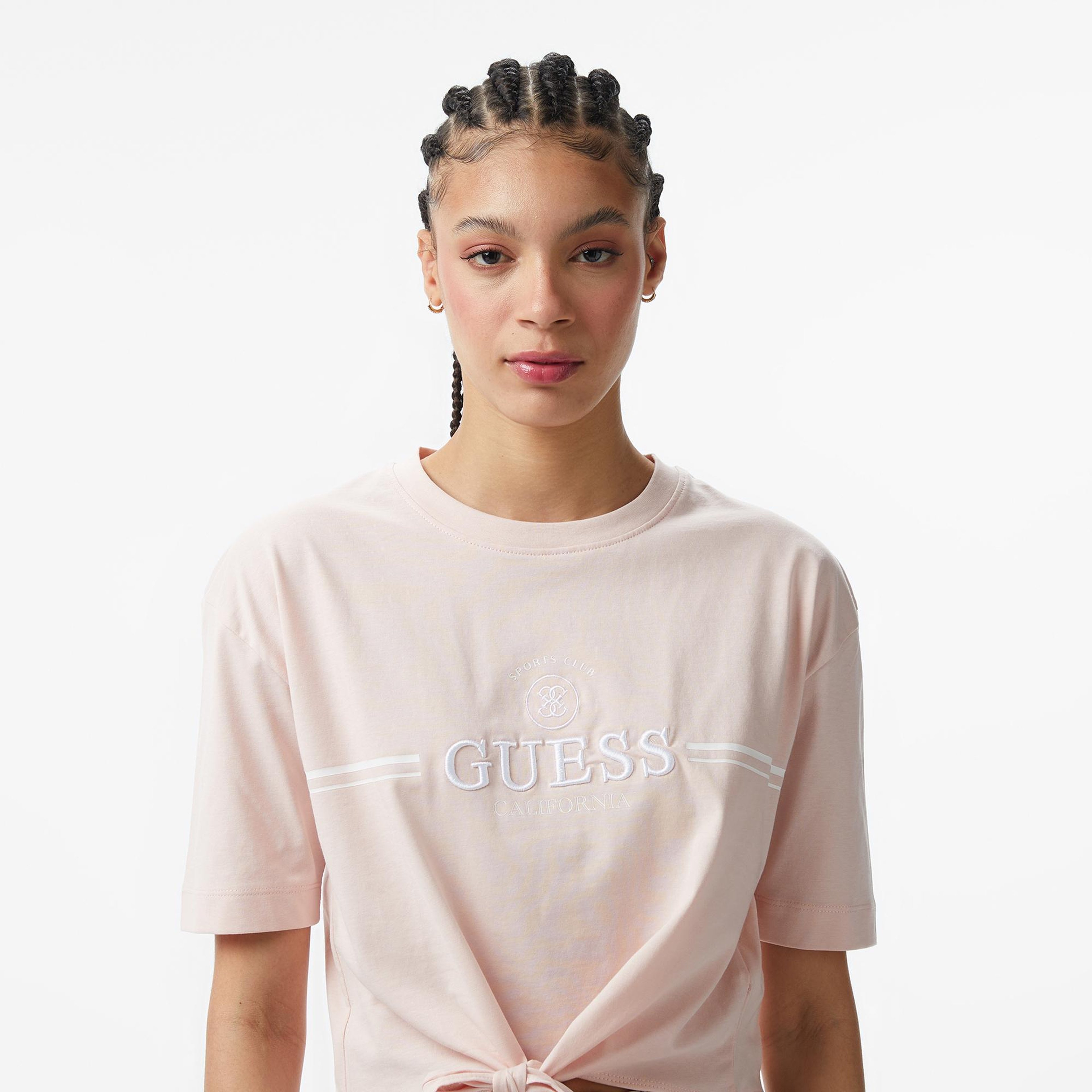 Guess Stream Aktif Boxy Fit Kadın Pembe T-Shirt