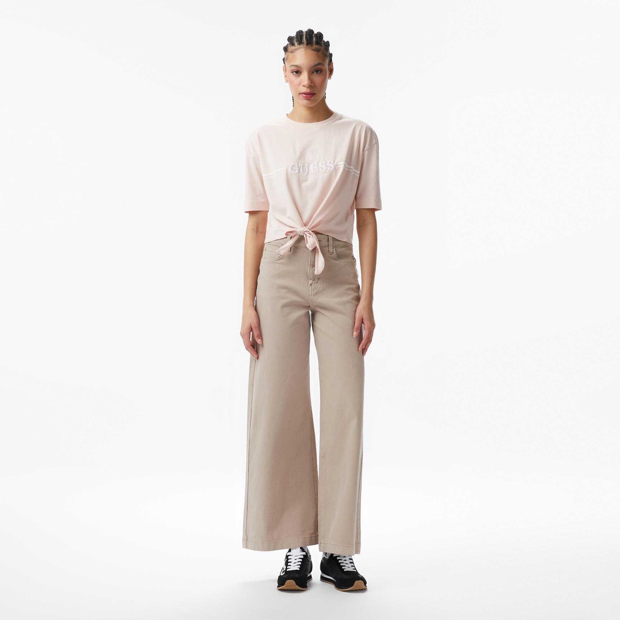 Guess Stream Aktif Boxy Fit Kadın Pembe T-Shirt