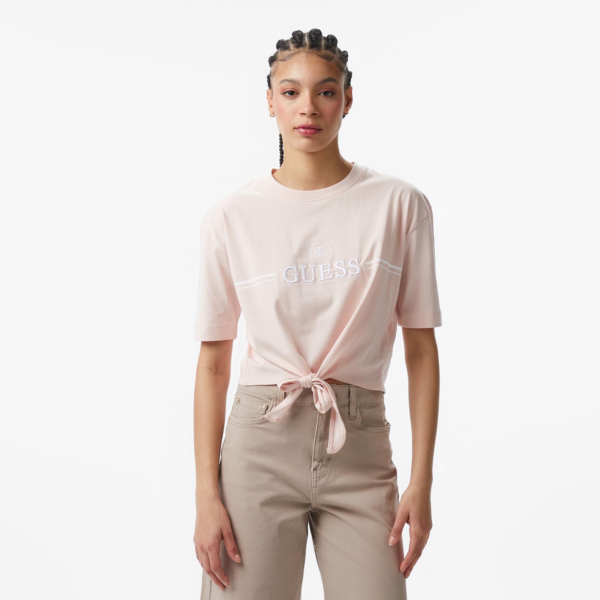 Guess Stream Aktif Boxy Fit Kadın Pembe T-Shirt