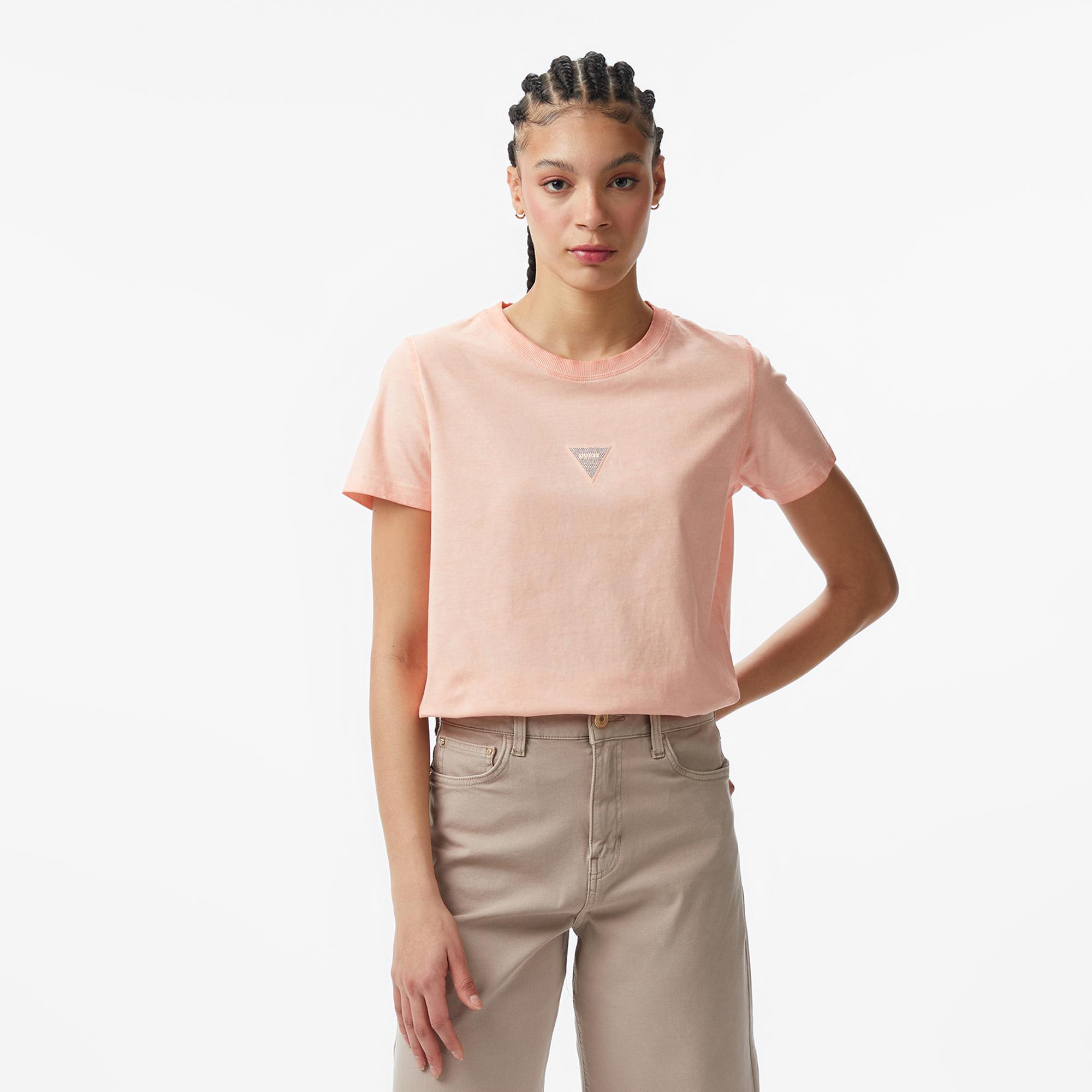 Guess Oversize Fit Kadın Pudra Pembe T-Shirt