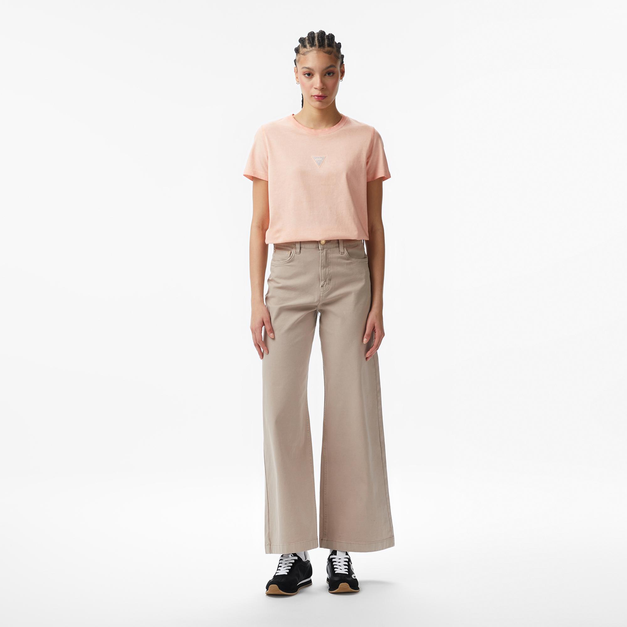 Guess Oversize Fit Kadın Pudra Pembe T-Shirt