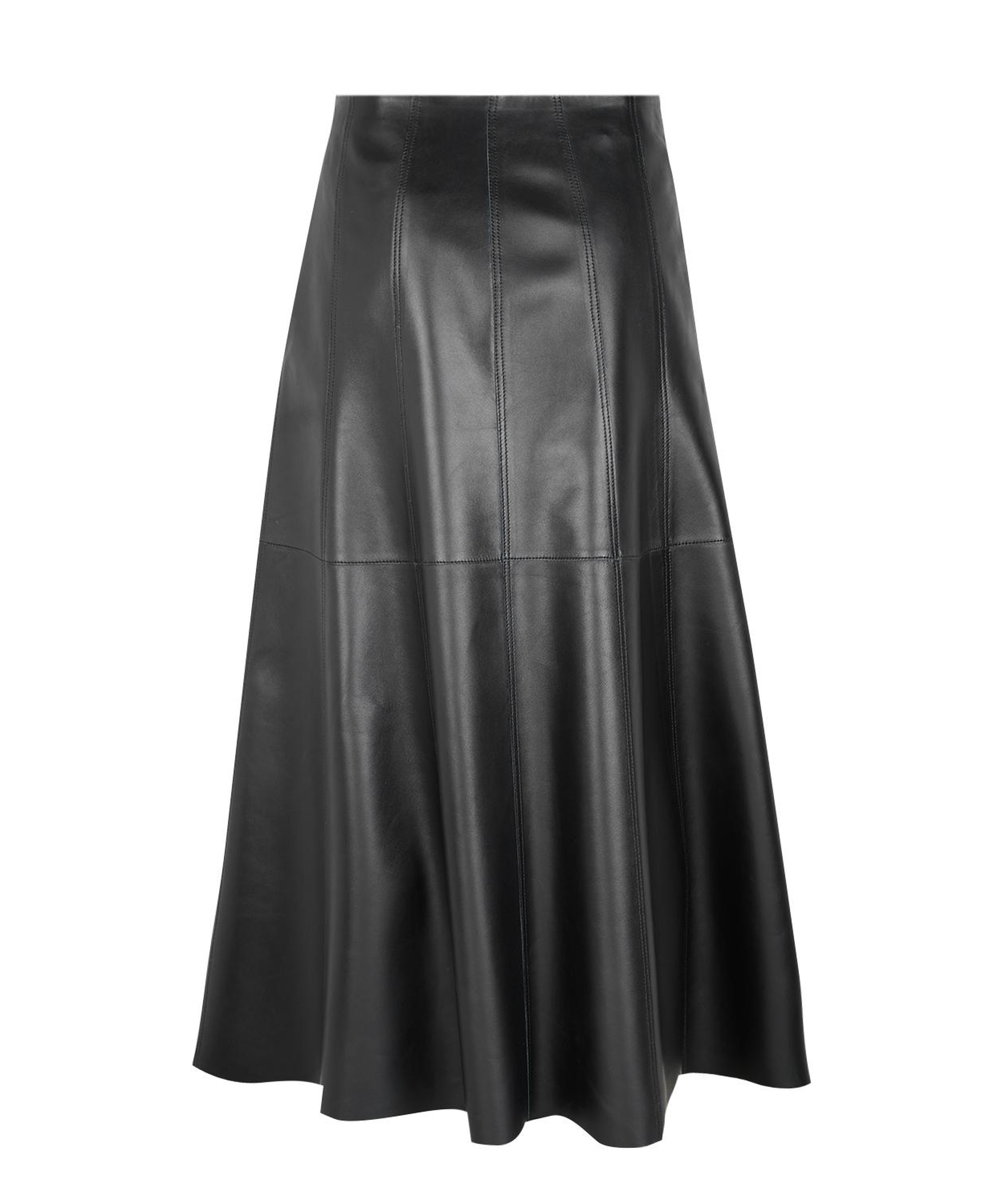 Aulii Siyah Kadın Yırtmaçlı Deri Etek