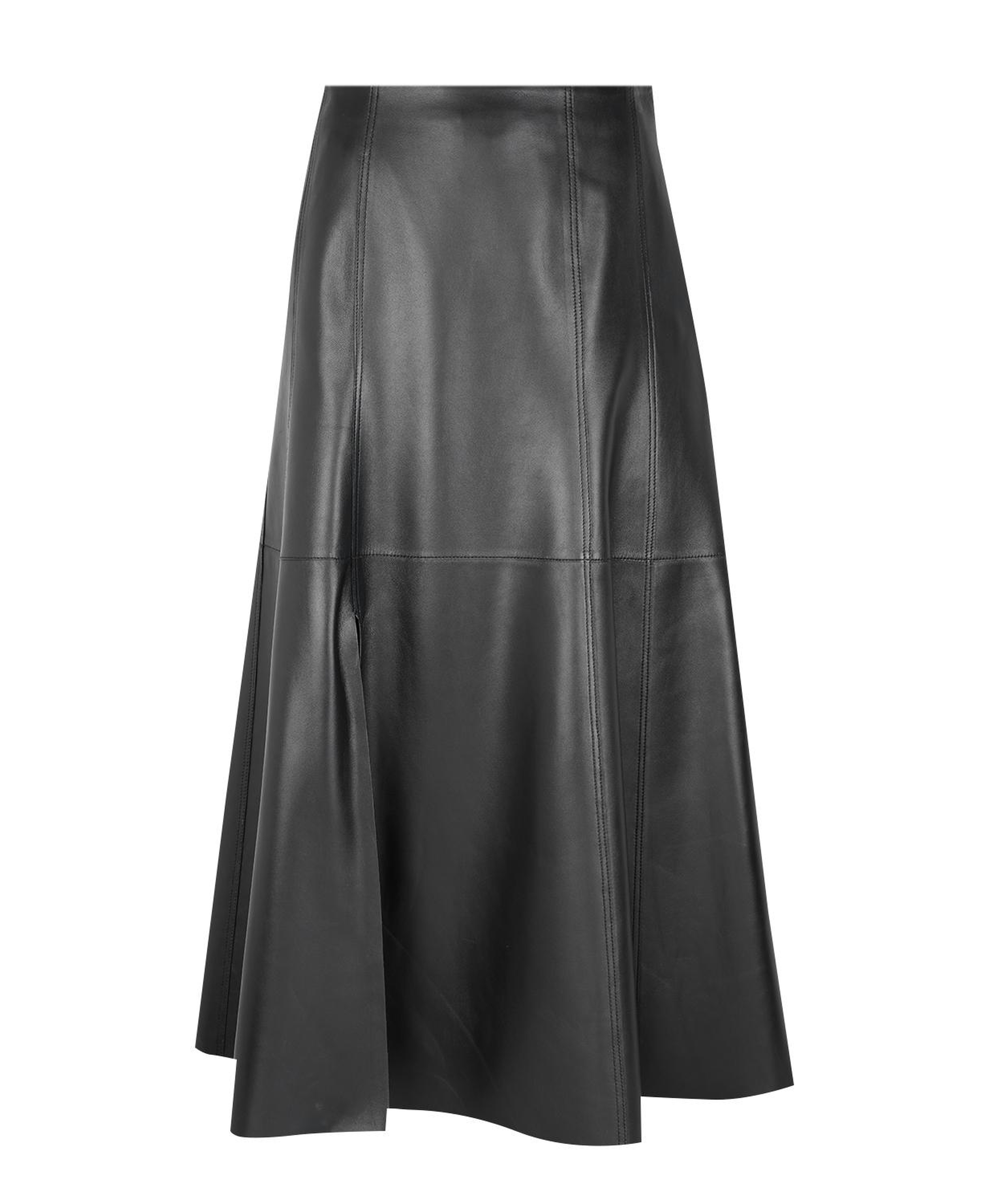 Aulii Siyah Kadın Yırtmaçlı Deri Etek