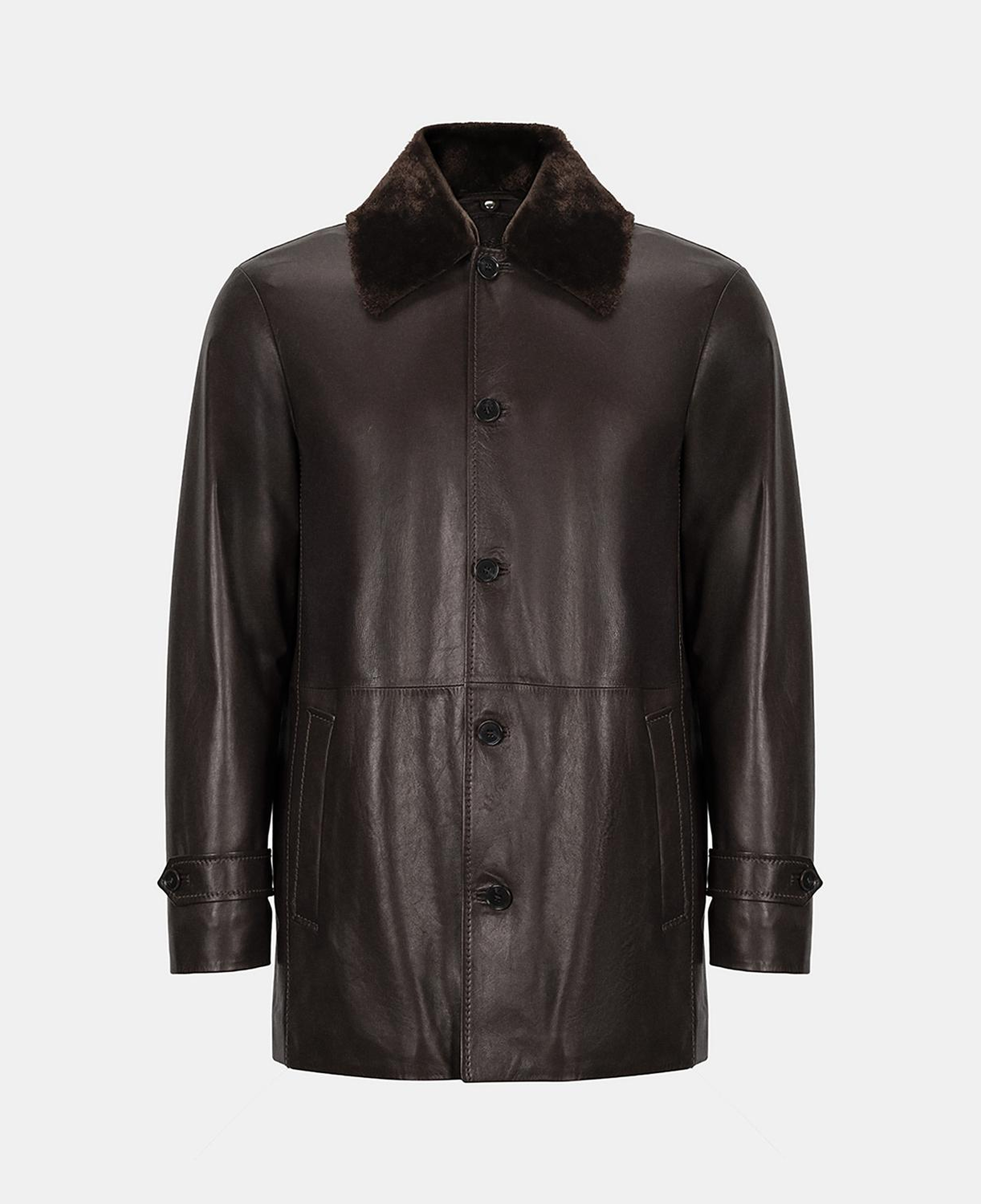 DESA Erkek Kahve Gömlek Yakalı Deri Kaban