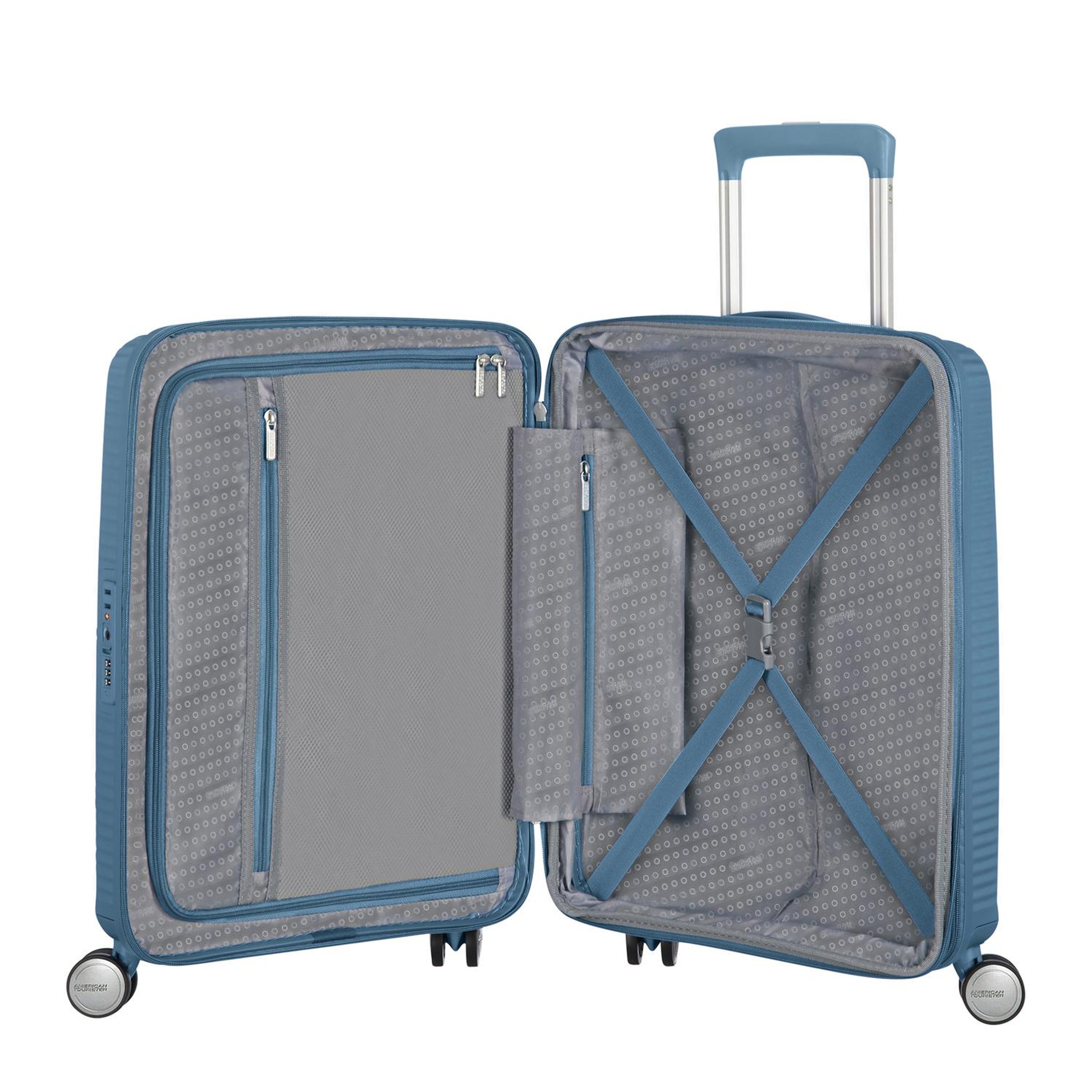 American Tourister Mavi Soundbox - Körüklü 55/20 Kabin Boy Sert Valiz