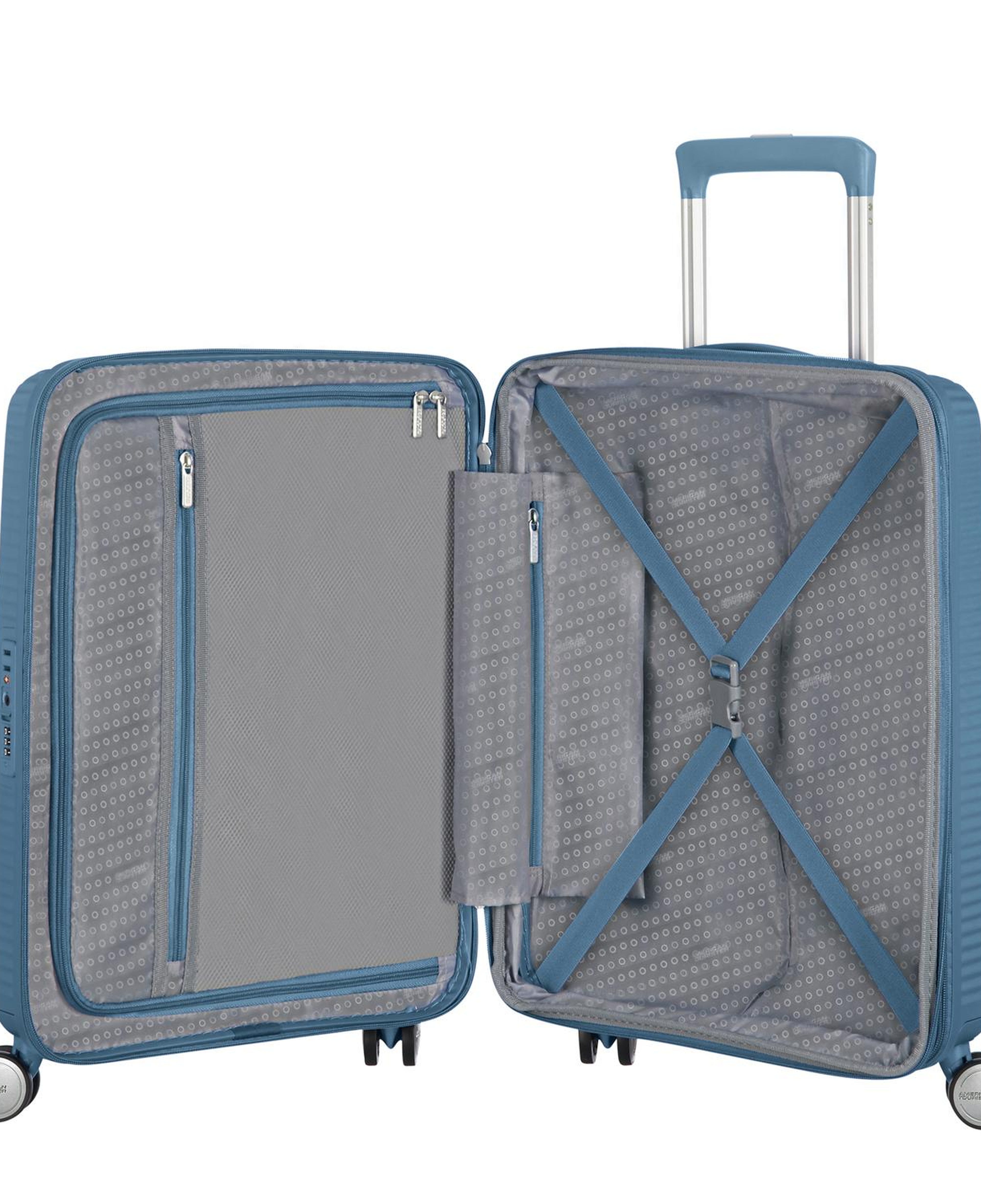 American Tourister Mavi Soundbox - Körüklü 55/20 Kabin Boy Sert Valiz