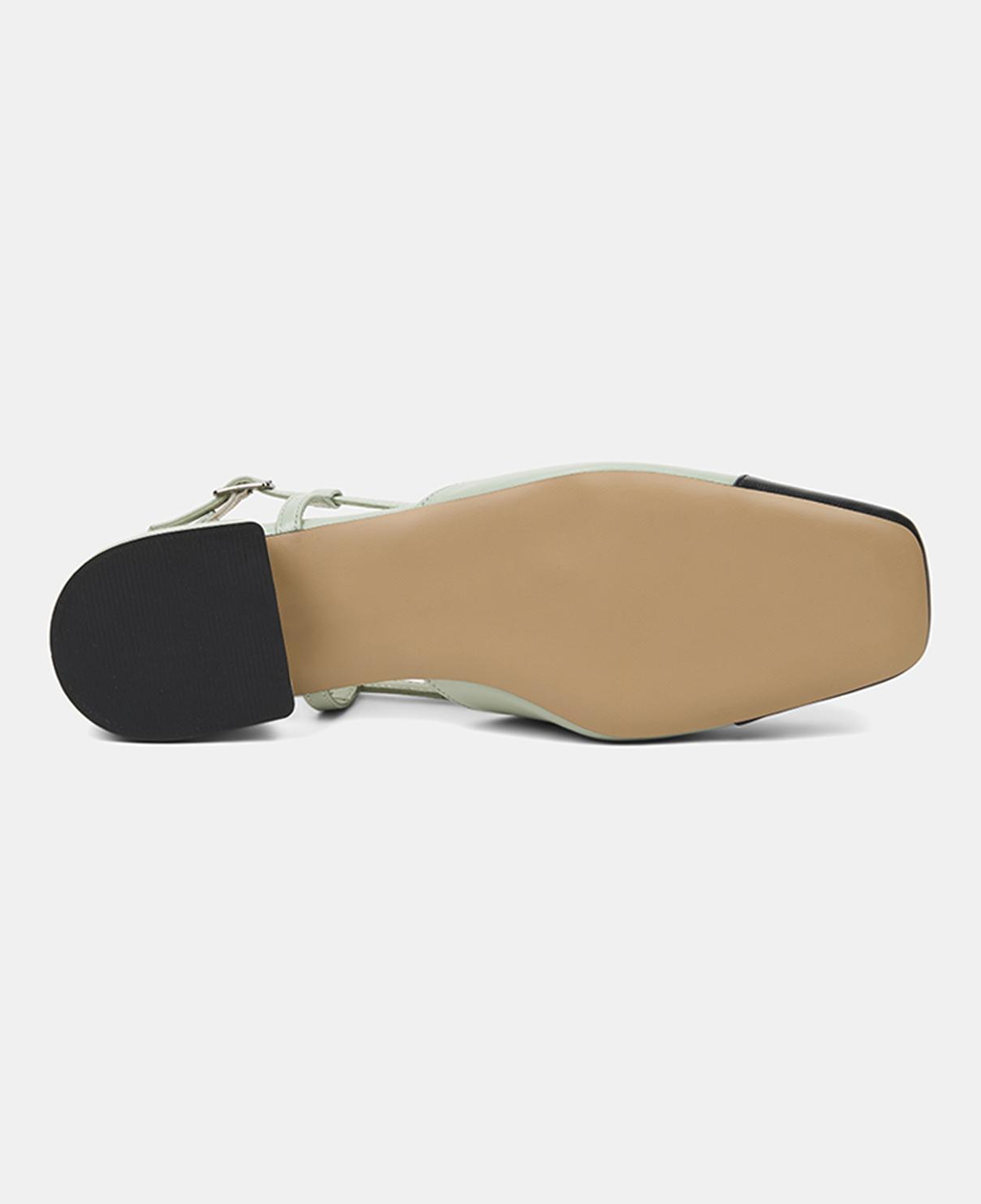 Kadın Yeşil Kare Burun Slingback Deri Günlük Ayakkabı