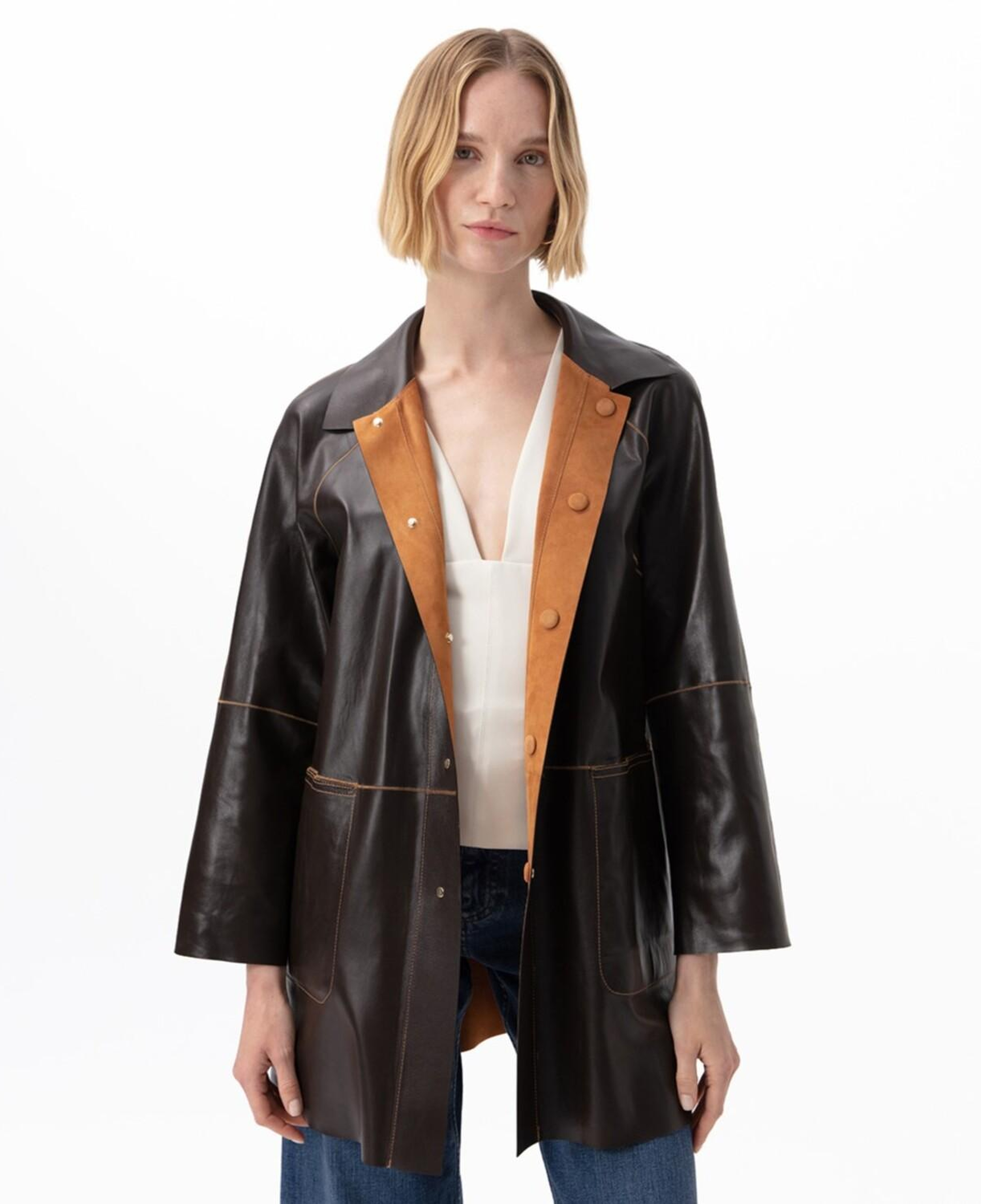 Bena Konyak Kadın Çift Taraflı Süet Deri Pardösü