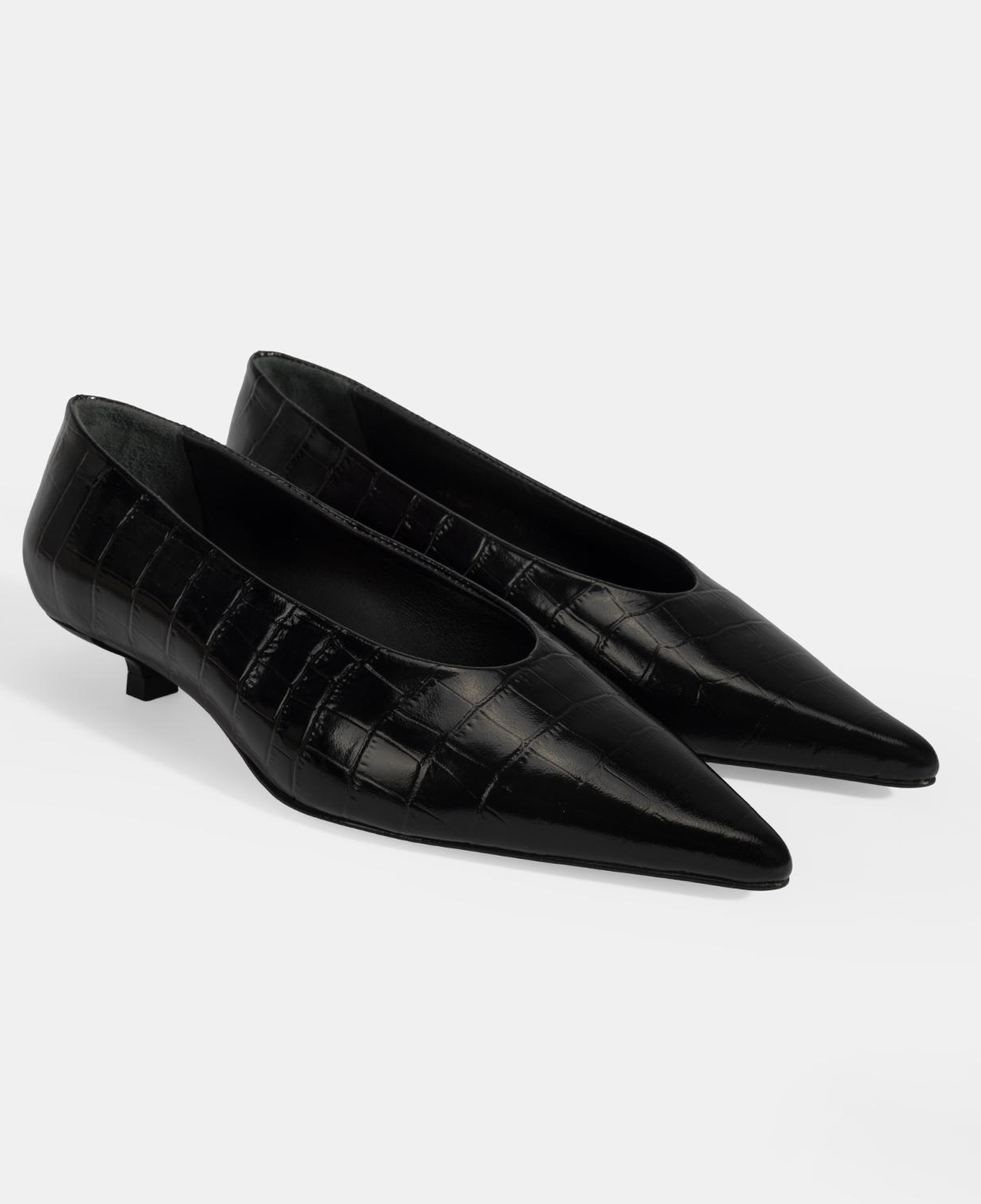 Kadın Siyah Kroko Baskılı Topuklu Ayakkabı