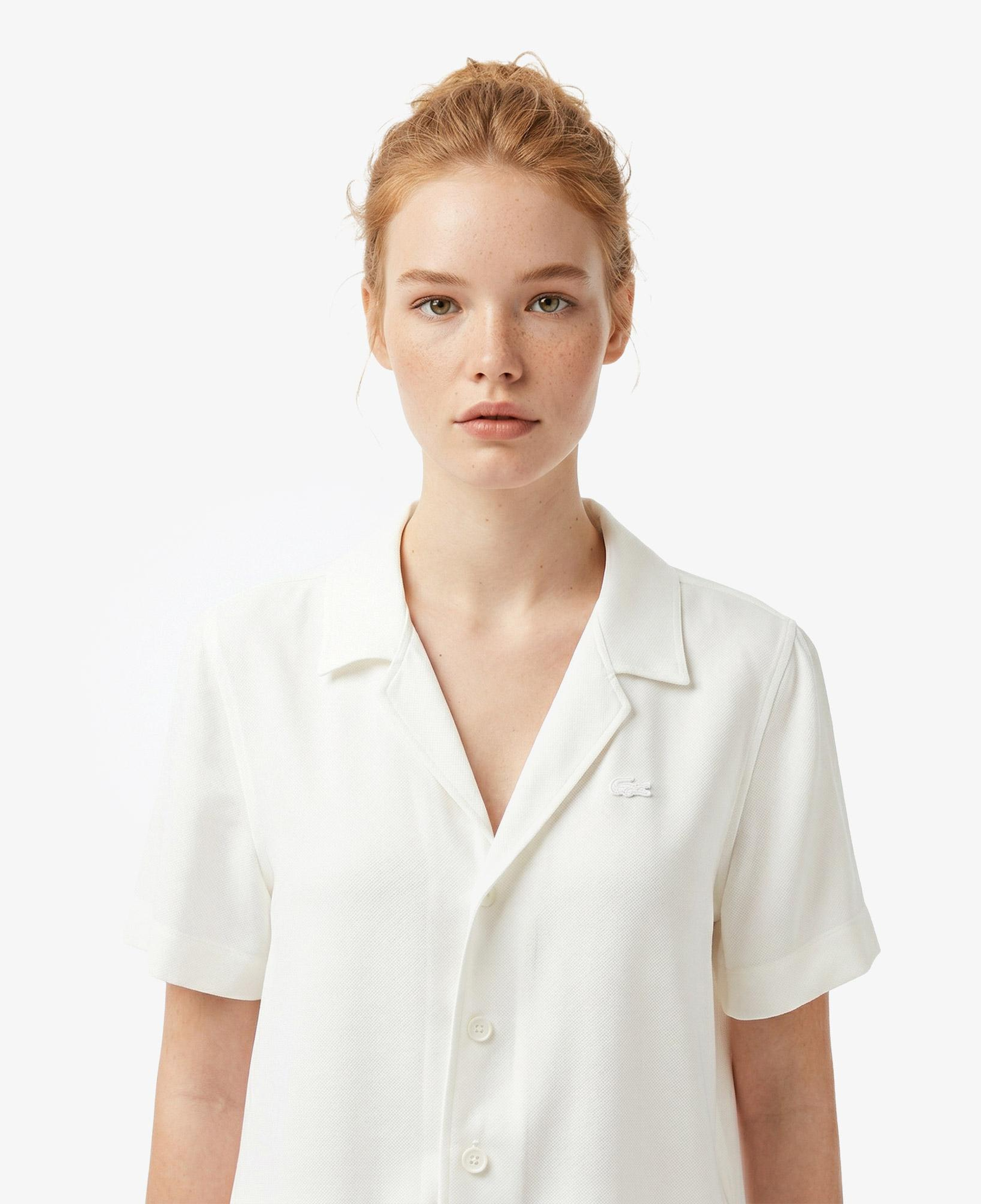 Lacoste Kadın Regular Fit Kısa Kollu Krem Gömlek