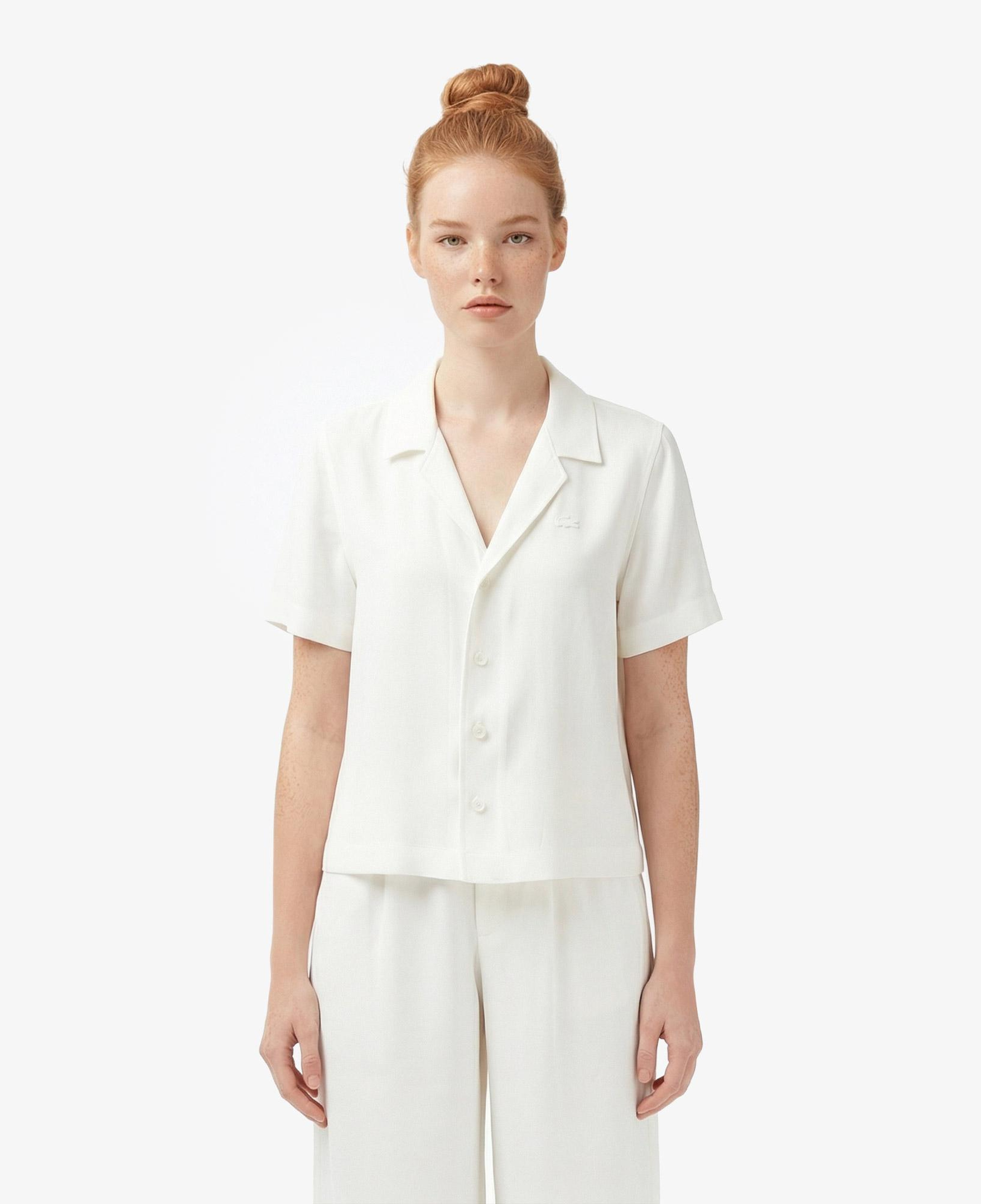 Lacoste Kadın Regular Fit Kısa Kollu Krem Gömlek