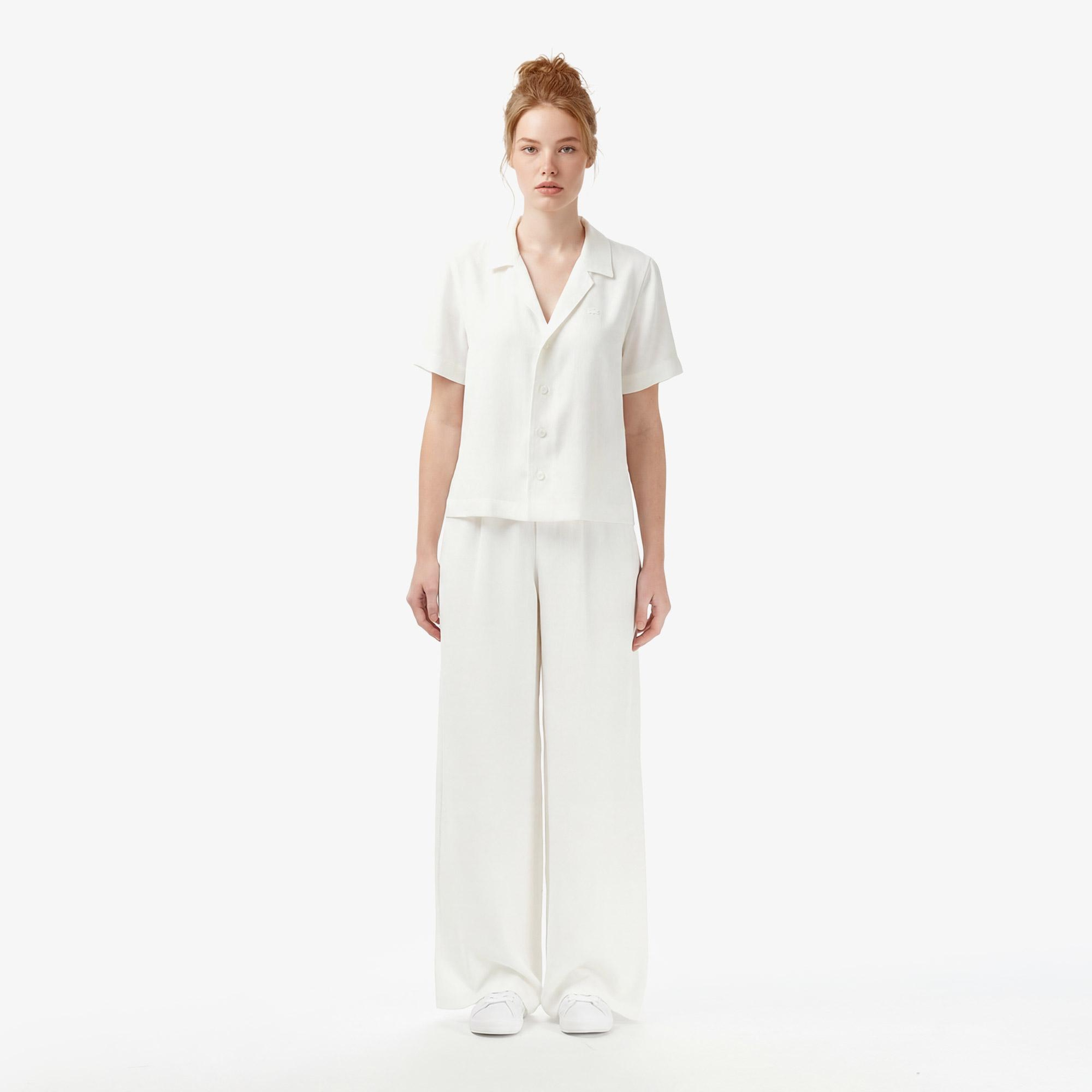 Lacoste Kadın Regular Fit Kısa Kollu Krem Gömlek