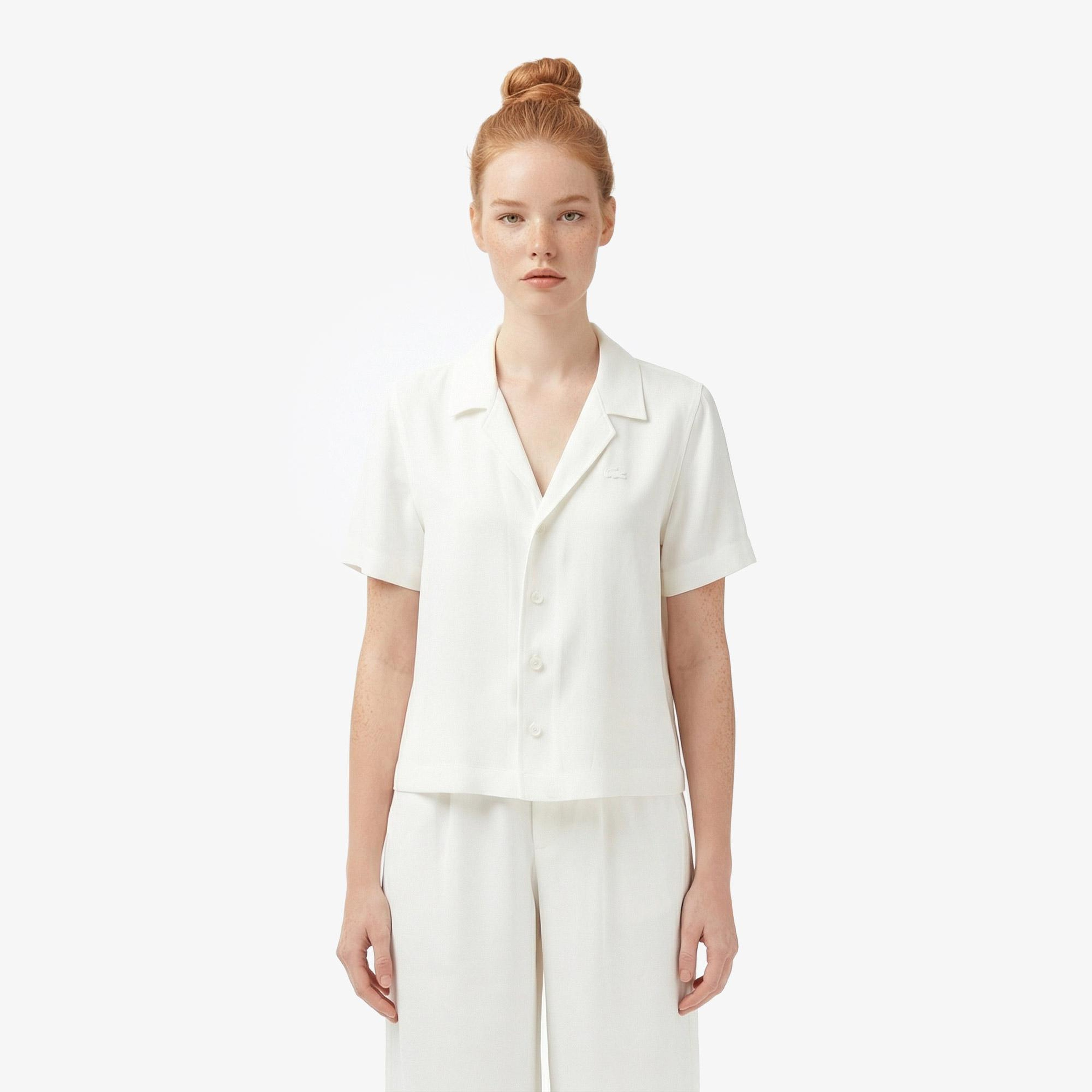 Lacoste Kadın Regular Fit Kısa Kollu Krem Gömlek