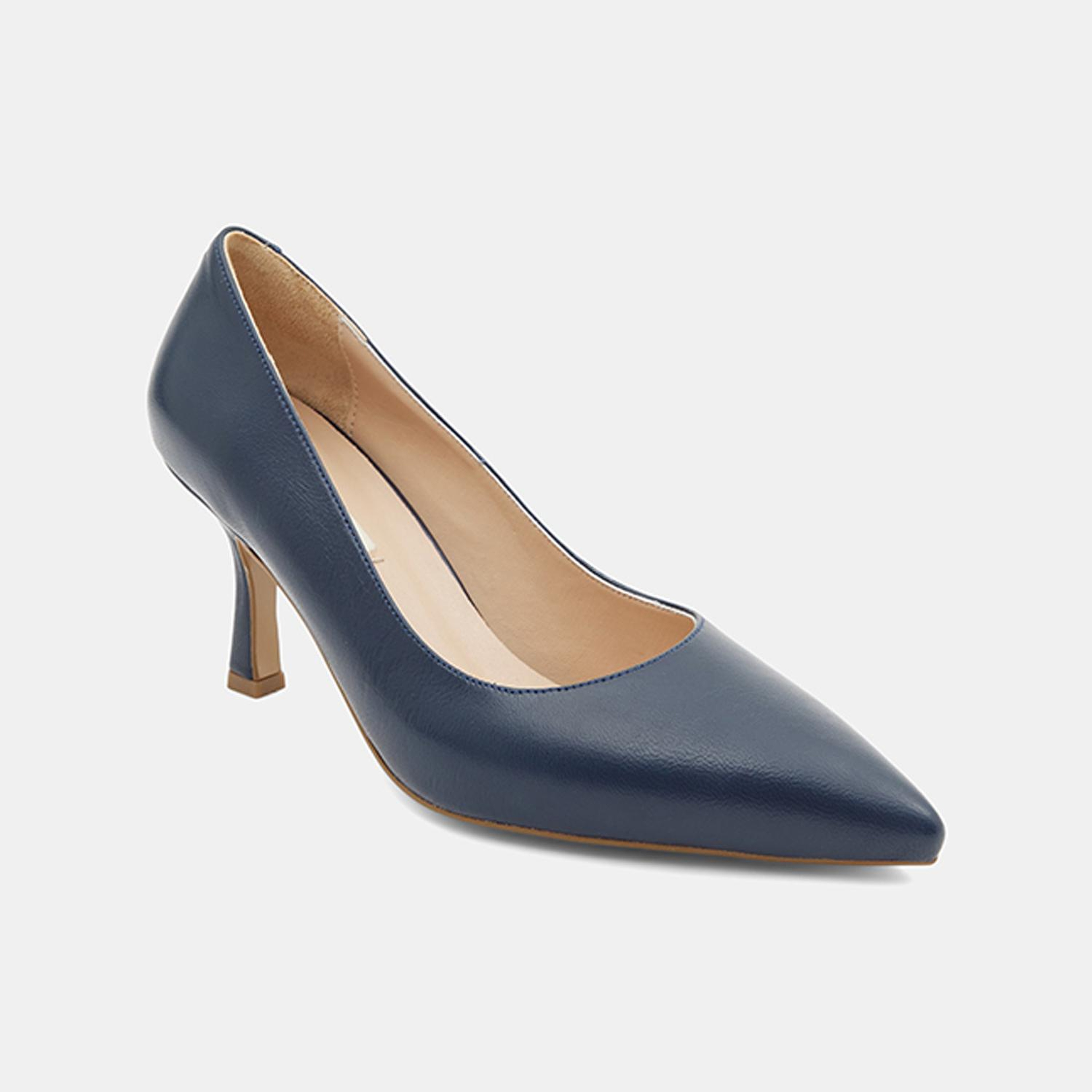 Kadın Lacivert Sivri Burunlu Klasik Deri Stiletto