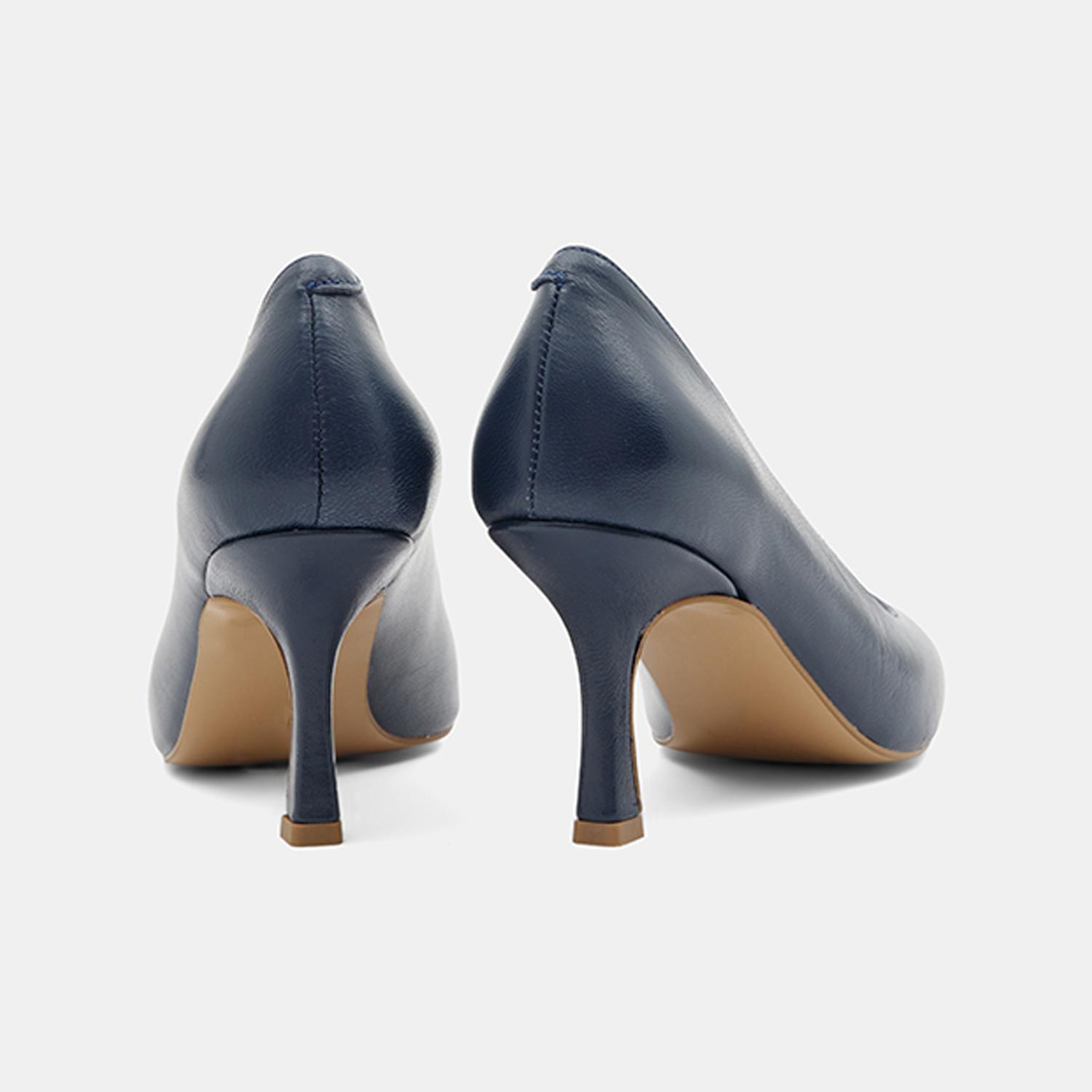 Kadın Lacivert Sivri Burunlu Klasik Deri Stiletto