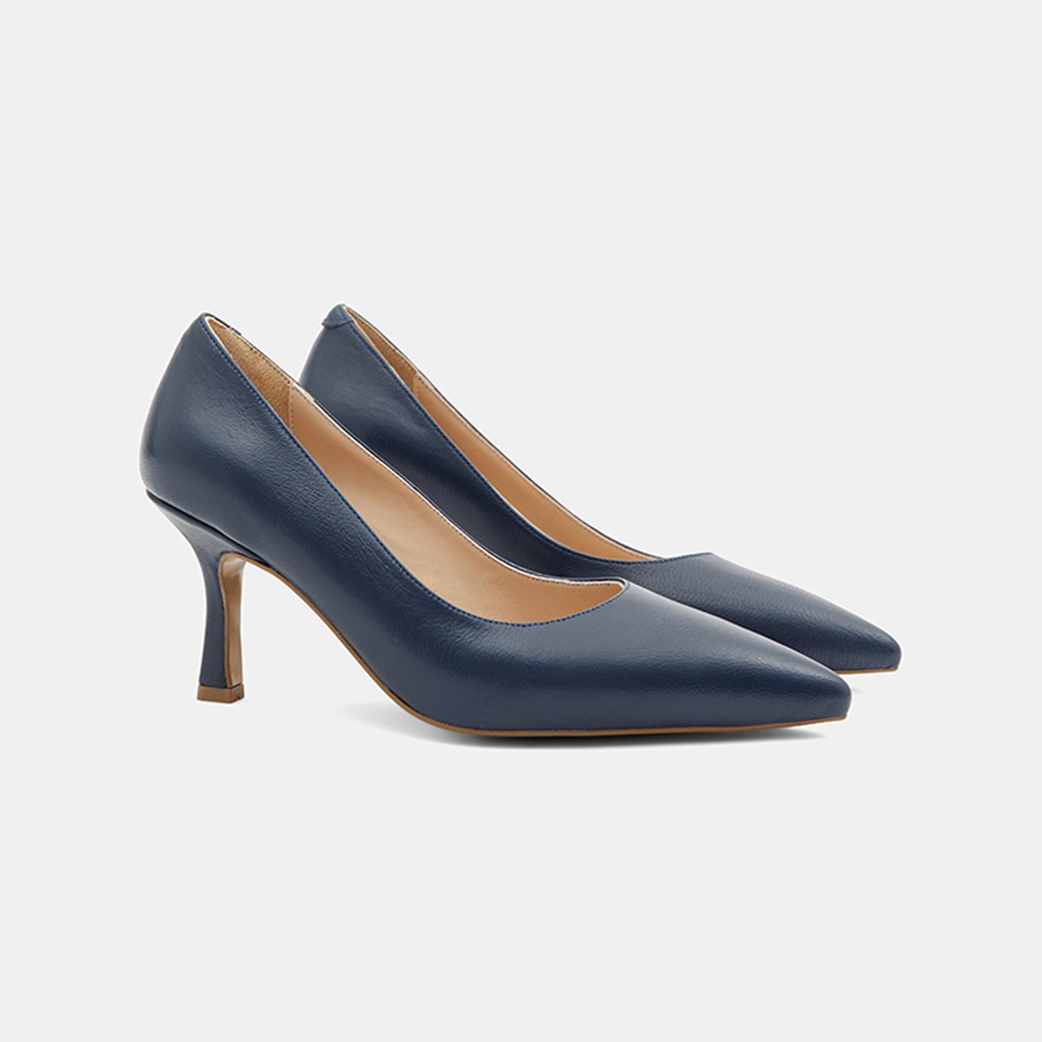 Kadın Lacivert Sivri Burunlu Klasik Deri Stiletto