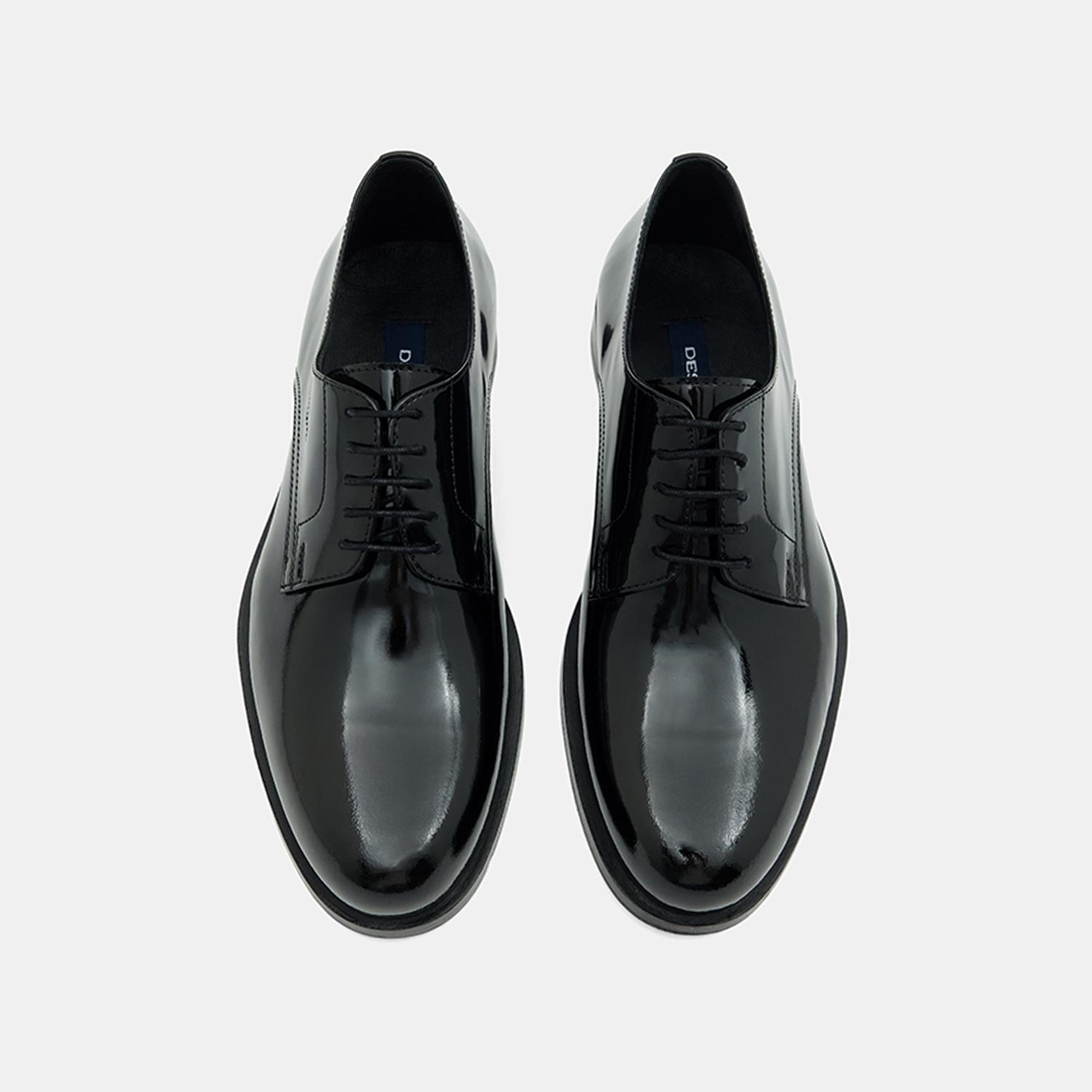 Erkek Siyah Bağcıklı Rugan Deri Damat Ayakkabısı