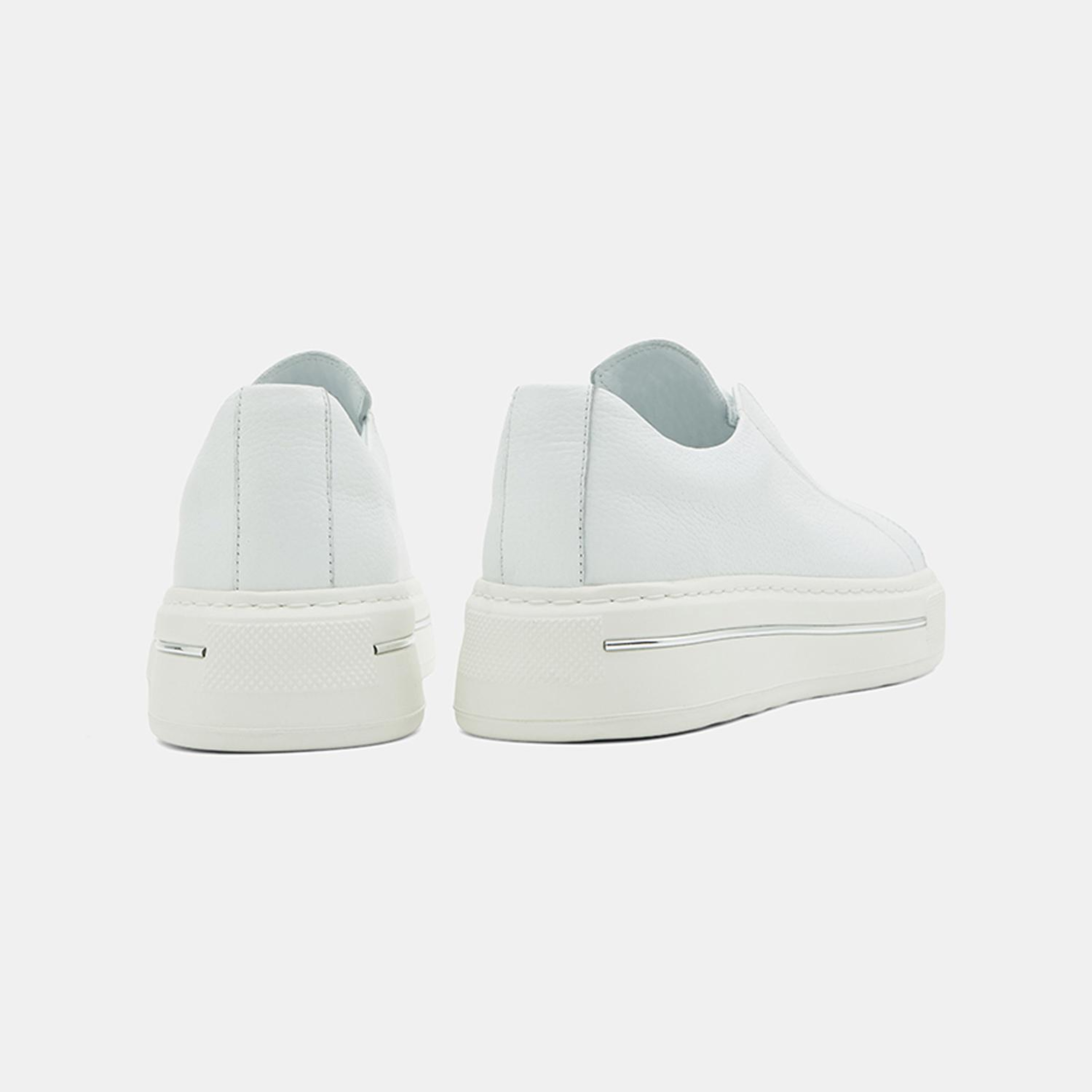 Erkek Beyaz DesaComfort Lastikli Deri Günlük Ayakkabı