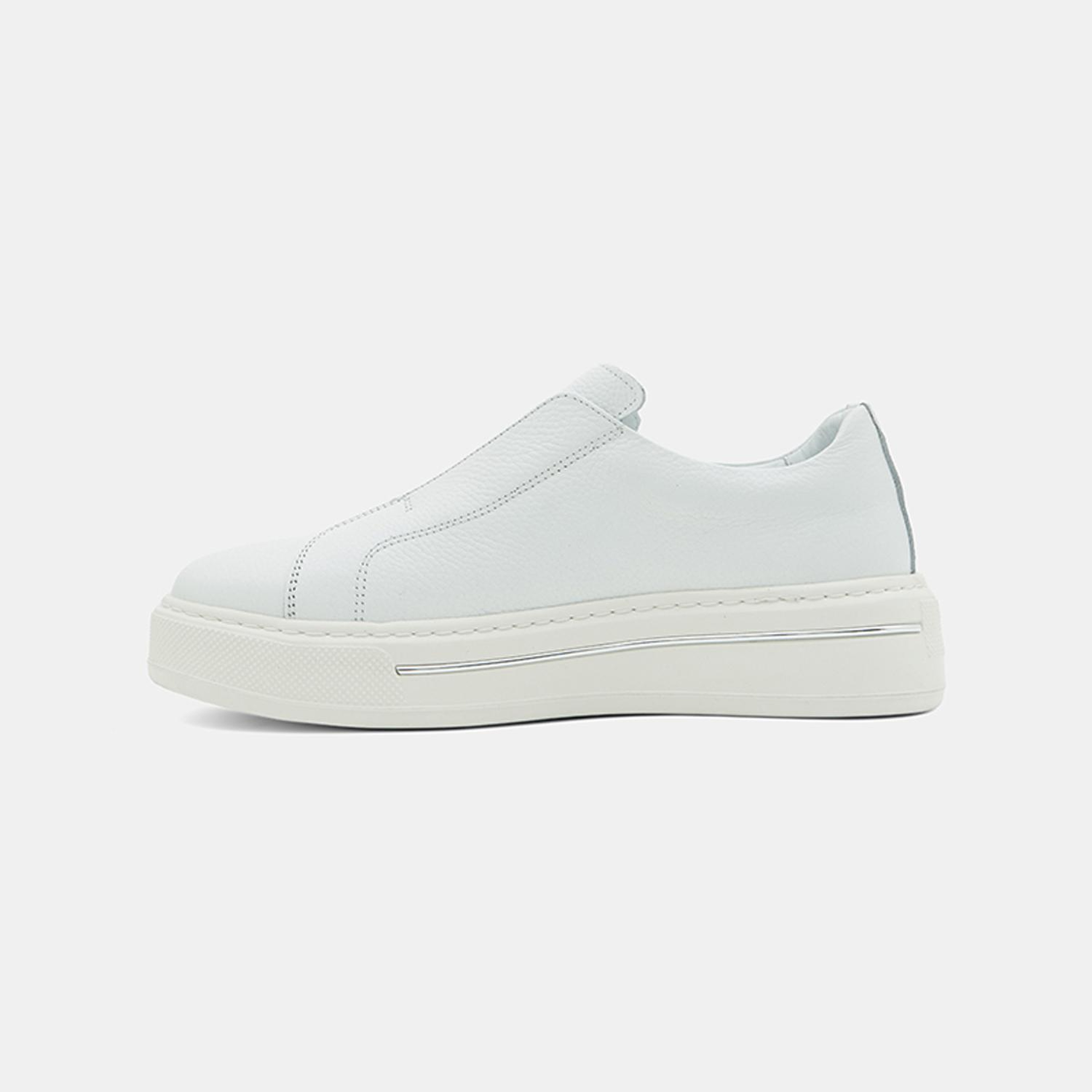 Erkek Beyaz DesaComfort Lastikli Deri Günlük Ayakkabı