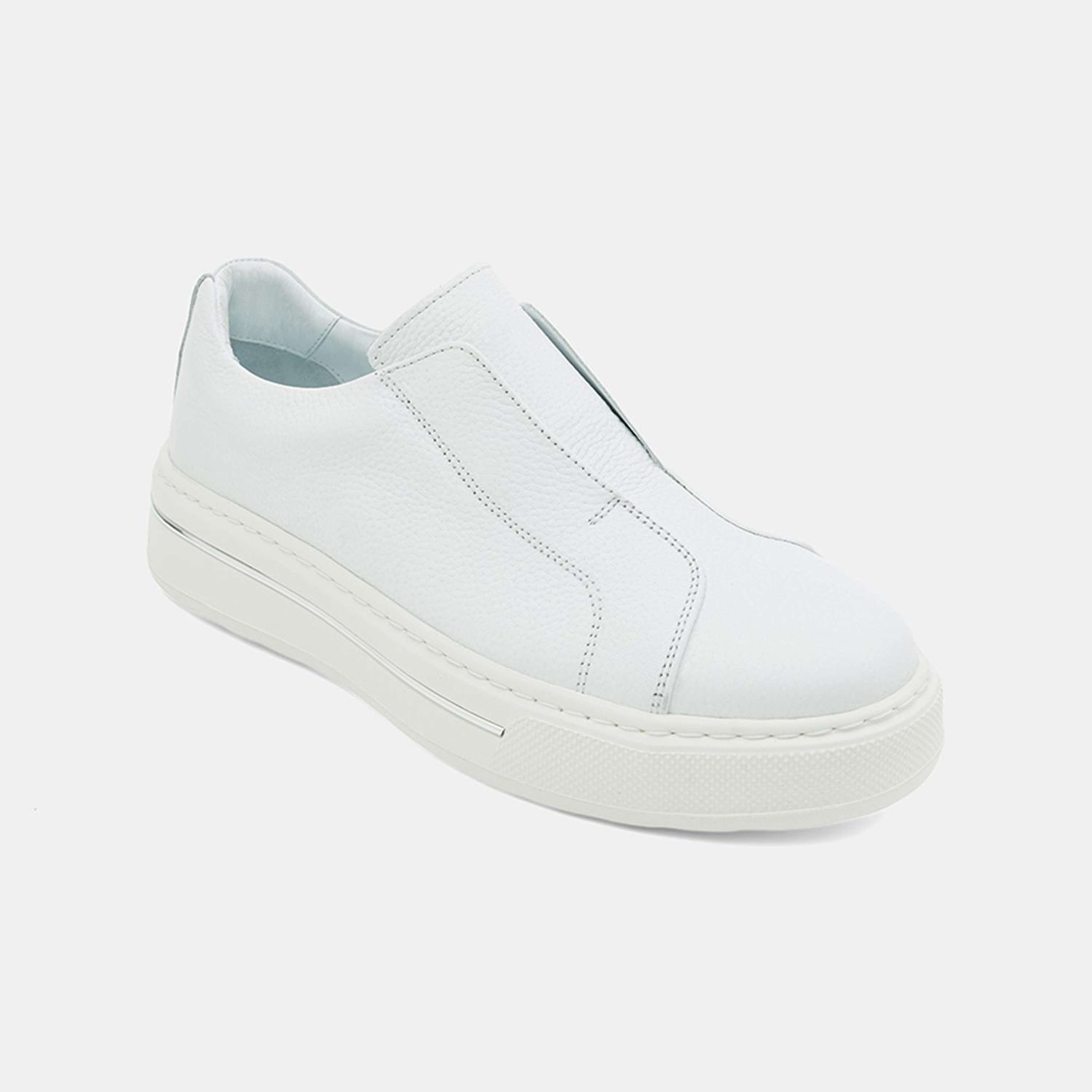 Erkek Beyaz DesaComfort Lastikli Deri Günlük Ayakkabı