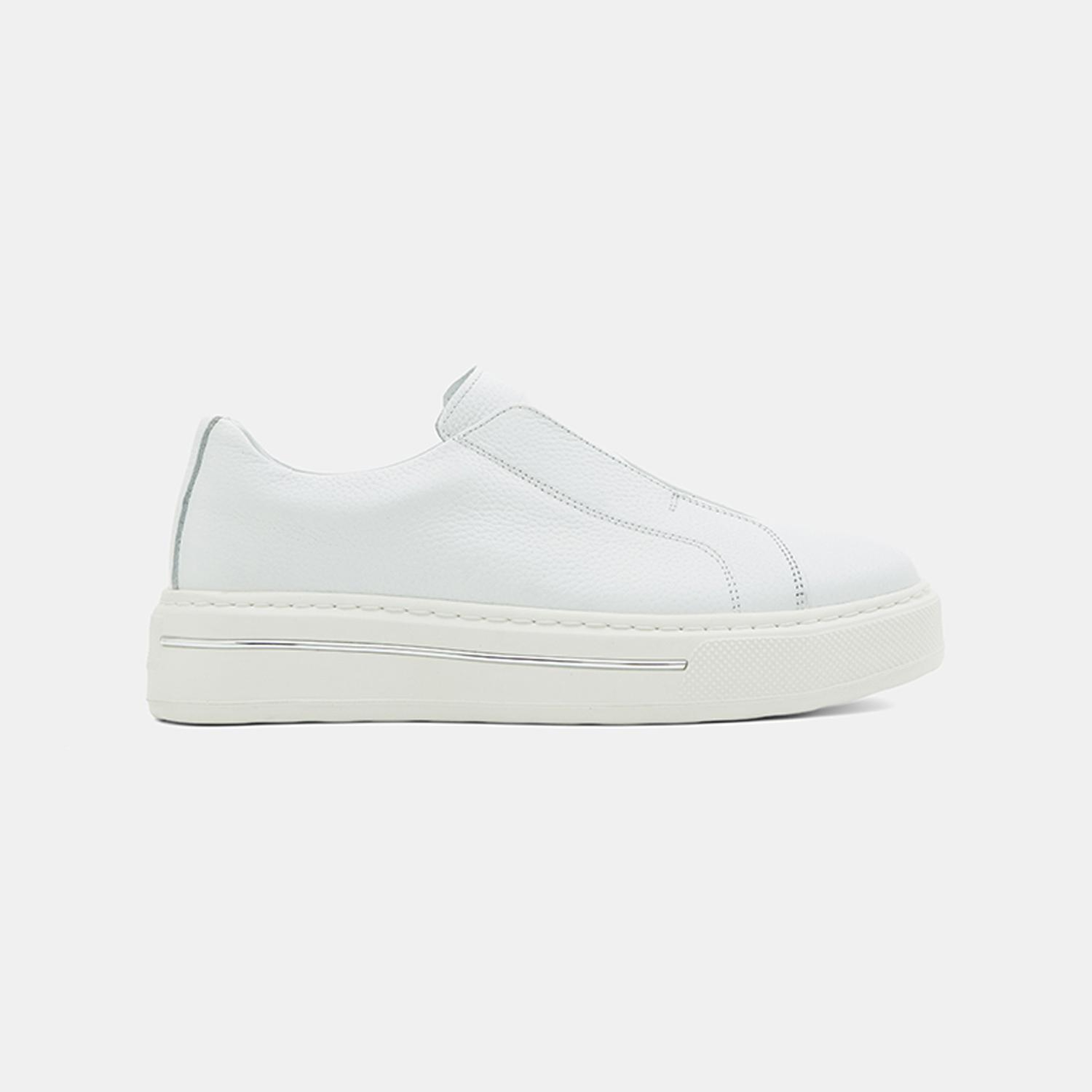 Erkek Beyaz DesaComfort Lastikli Deri Günlük Ayakkabı