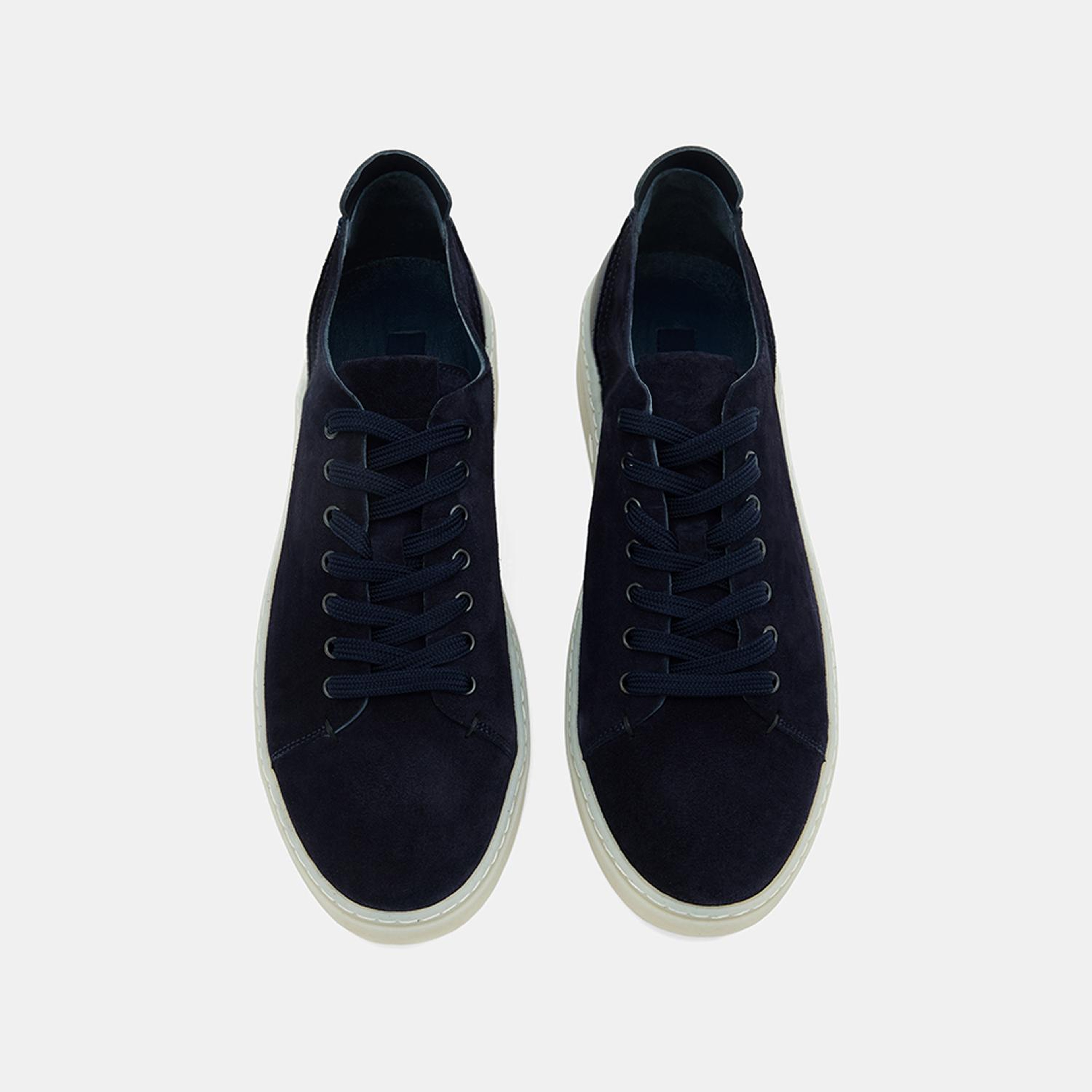 Erkek Lacivert Bağcıklı Süet Deri Spor Ayakkabı