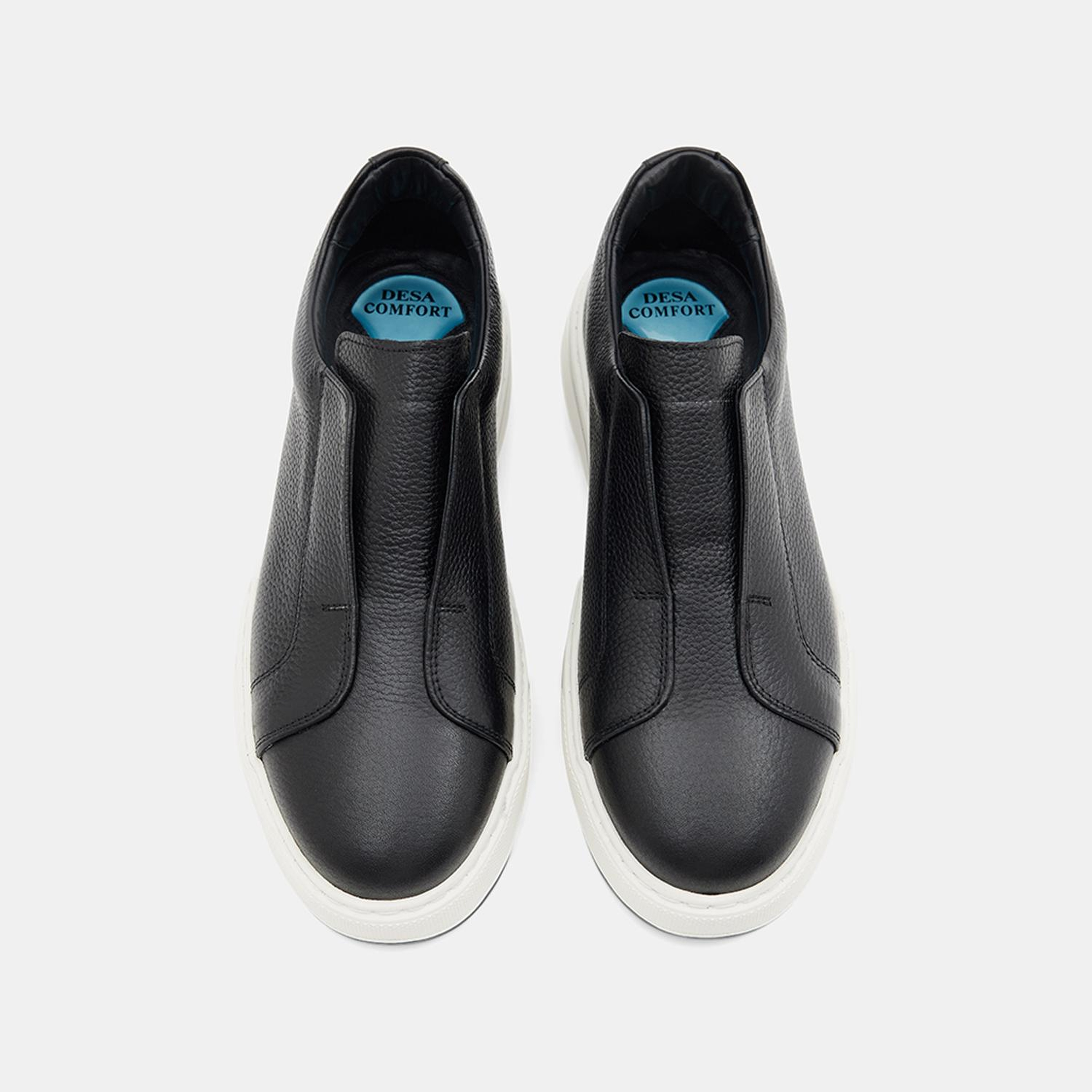 Erkek Siyah DesaComfort Lastikli Deri Günlük Ayakkabı