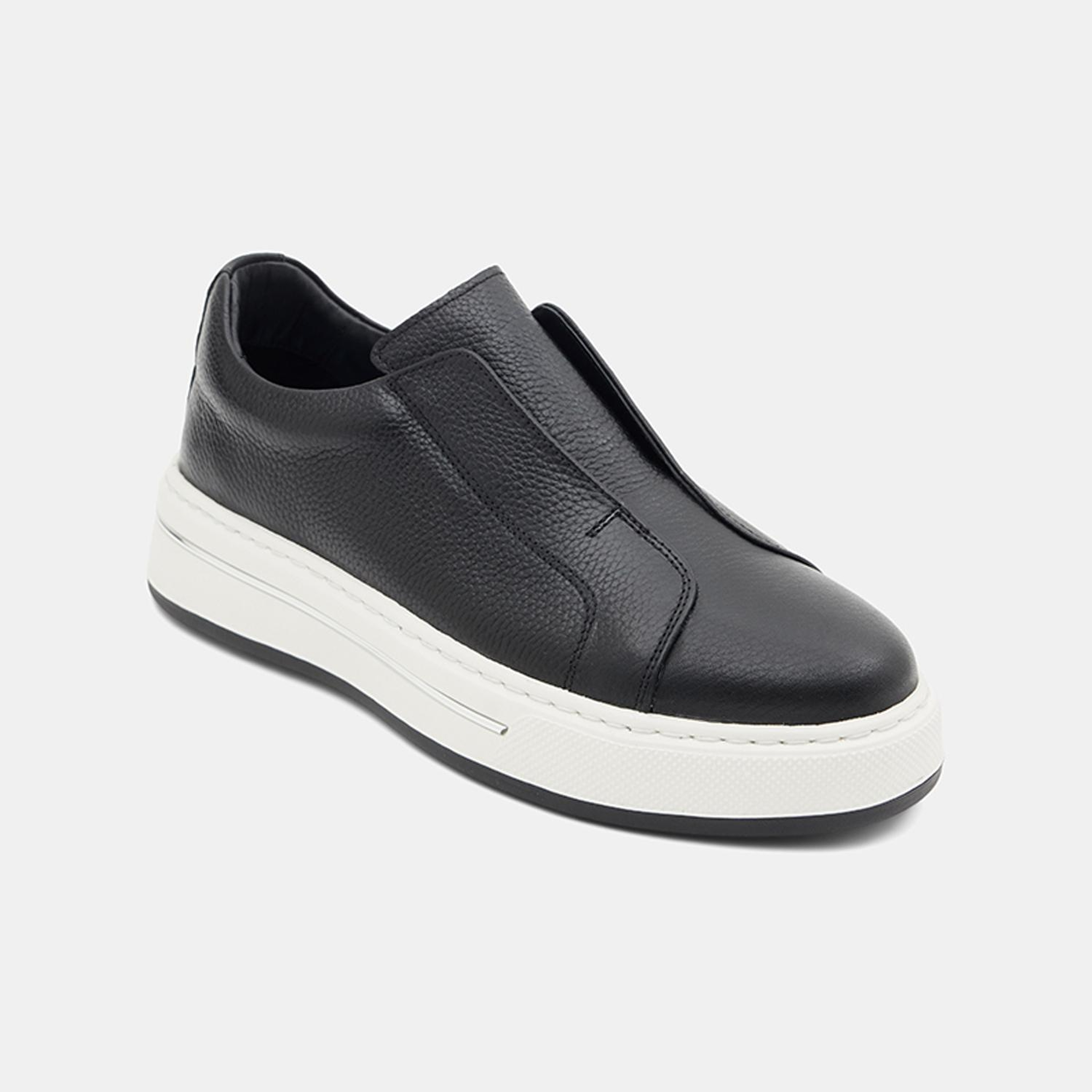 Erkek Siyah DesaComfort Lastikli Deri Günlük Ayakkabı