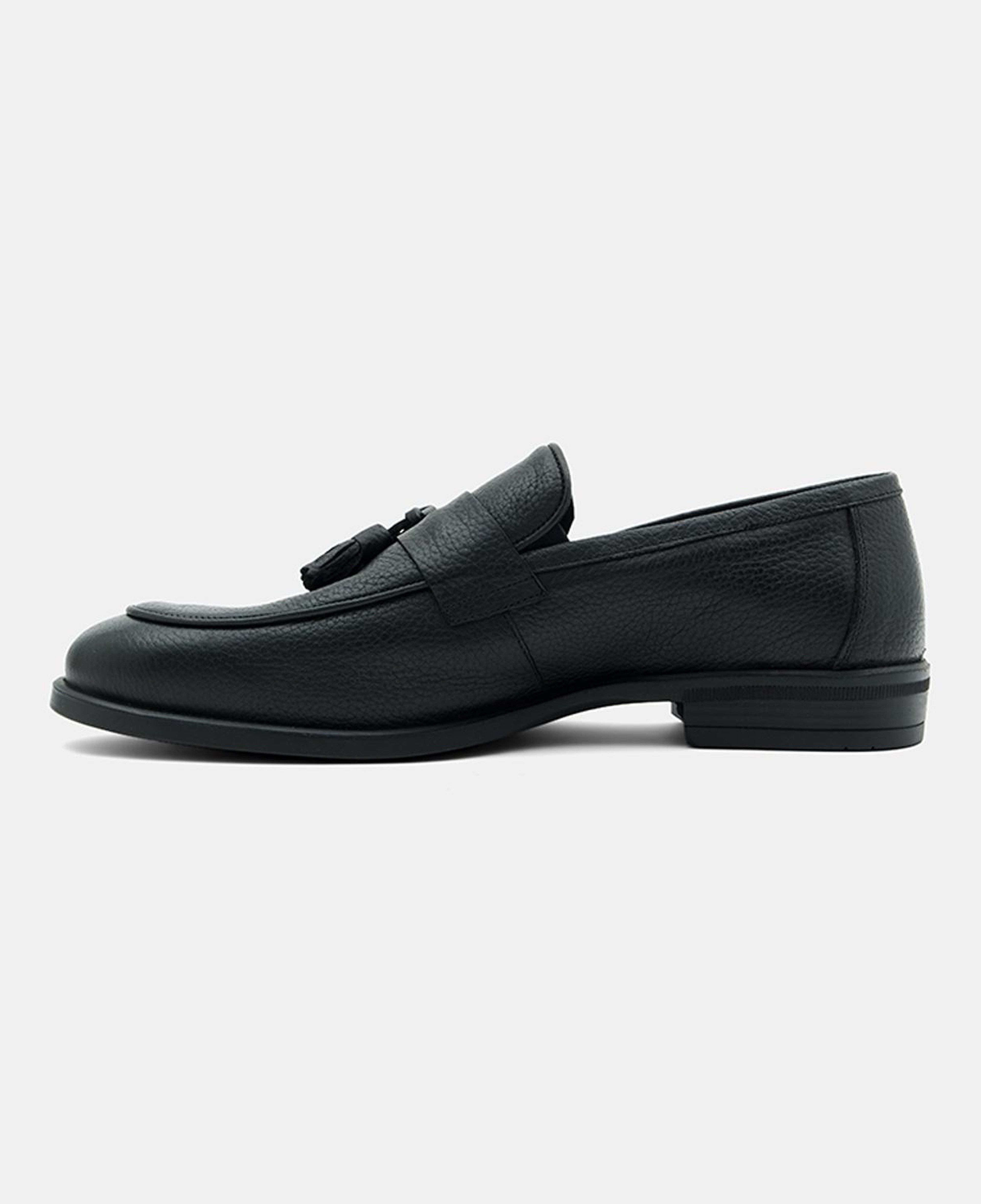 Erkek Siyah Püskül Detaylı Deri Loafer