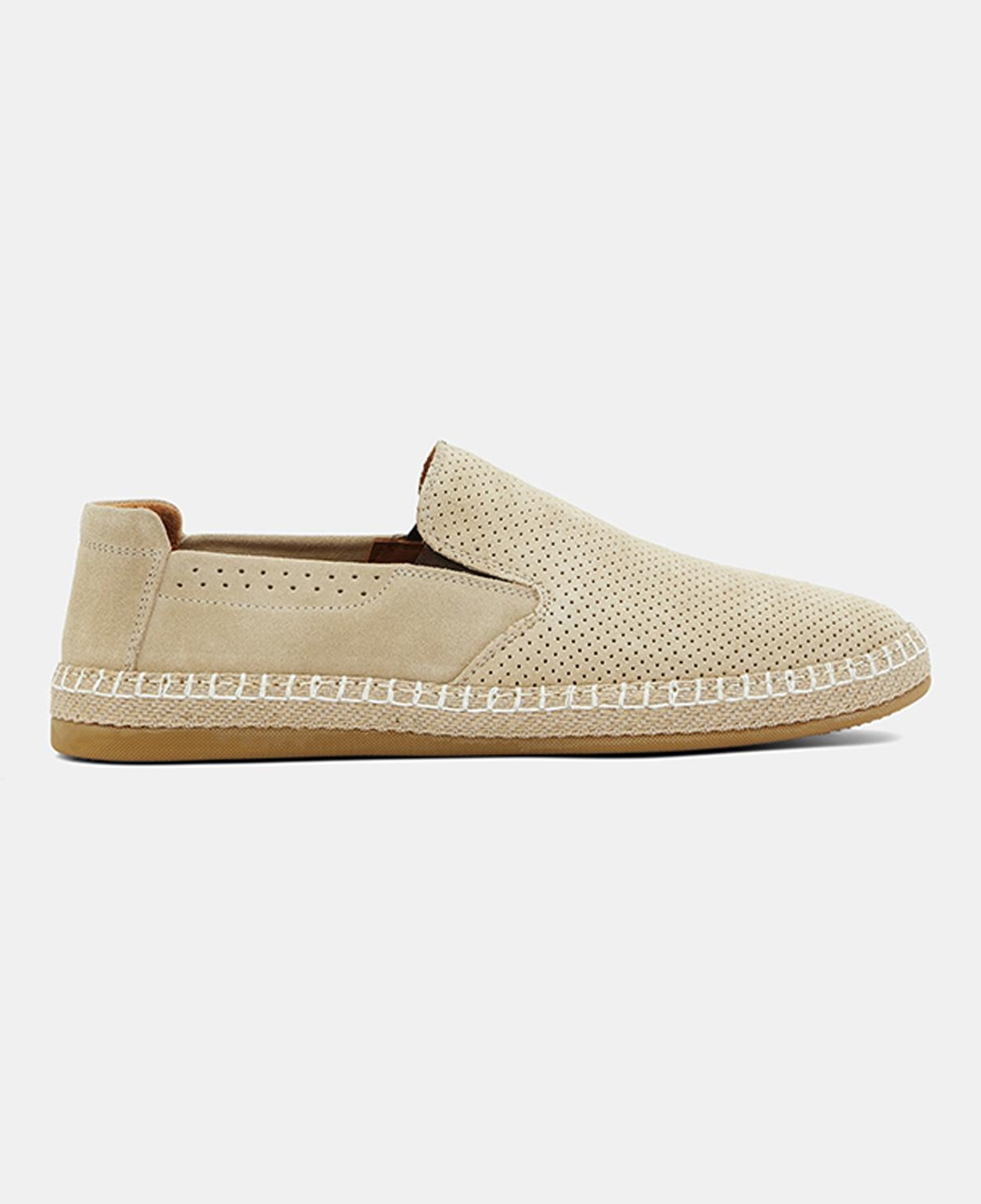 Erkek Bej Perforeli Günlük Süet Deri Loafer