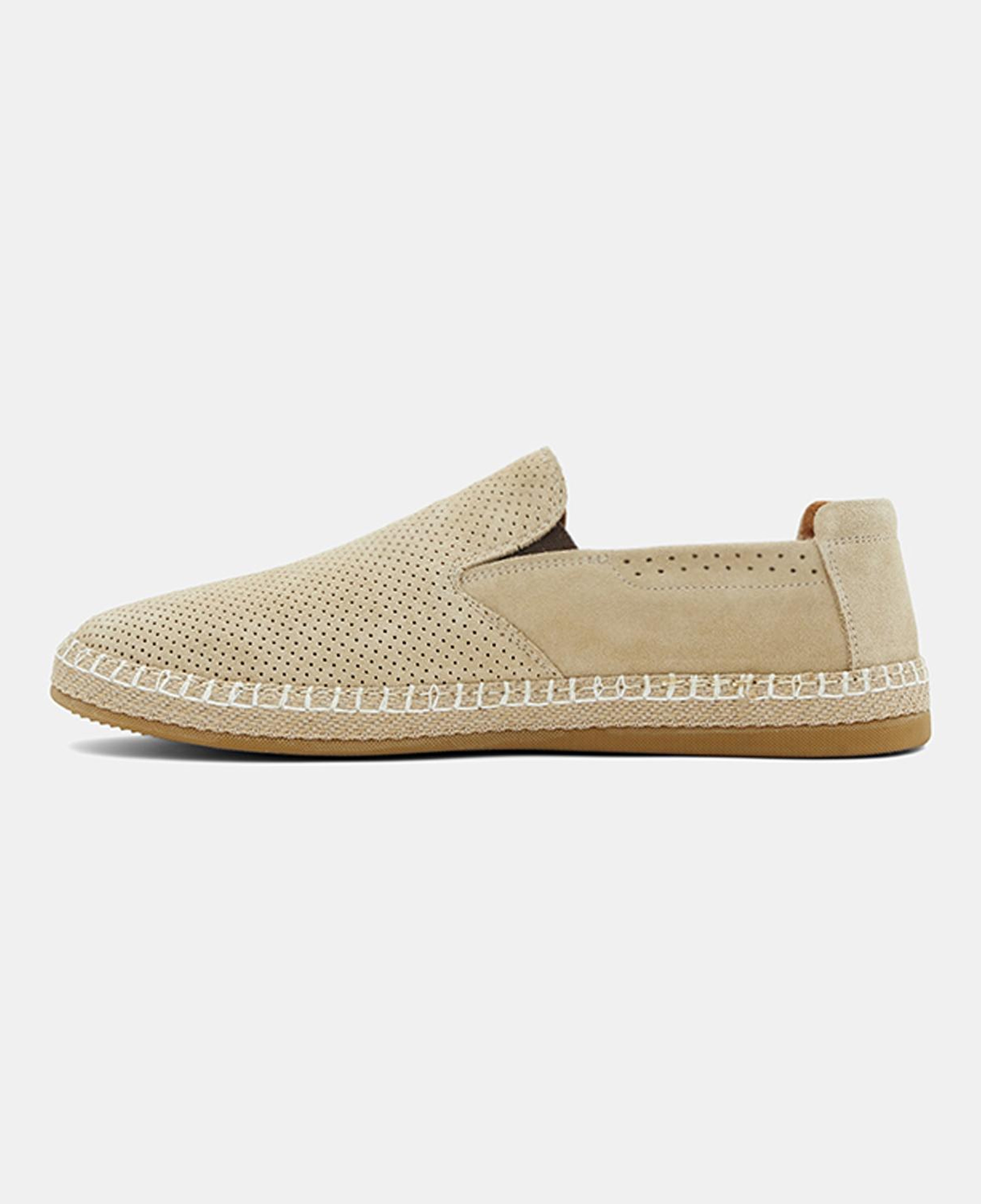 Erkek Bej Perforeli Günlük Süet Deri Loafer