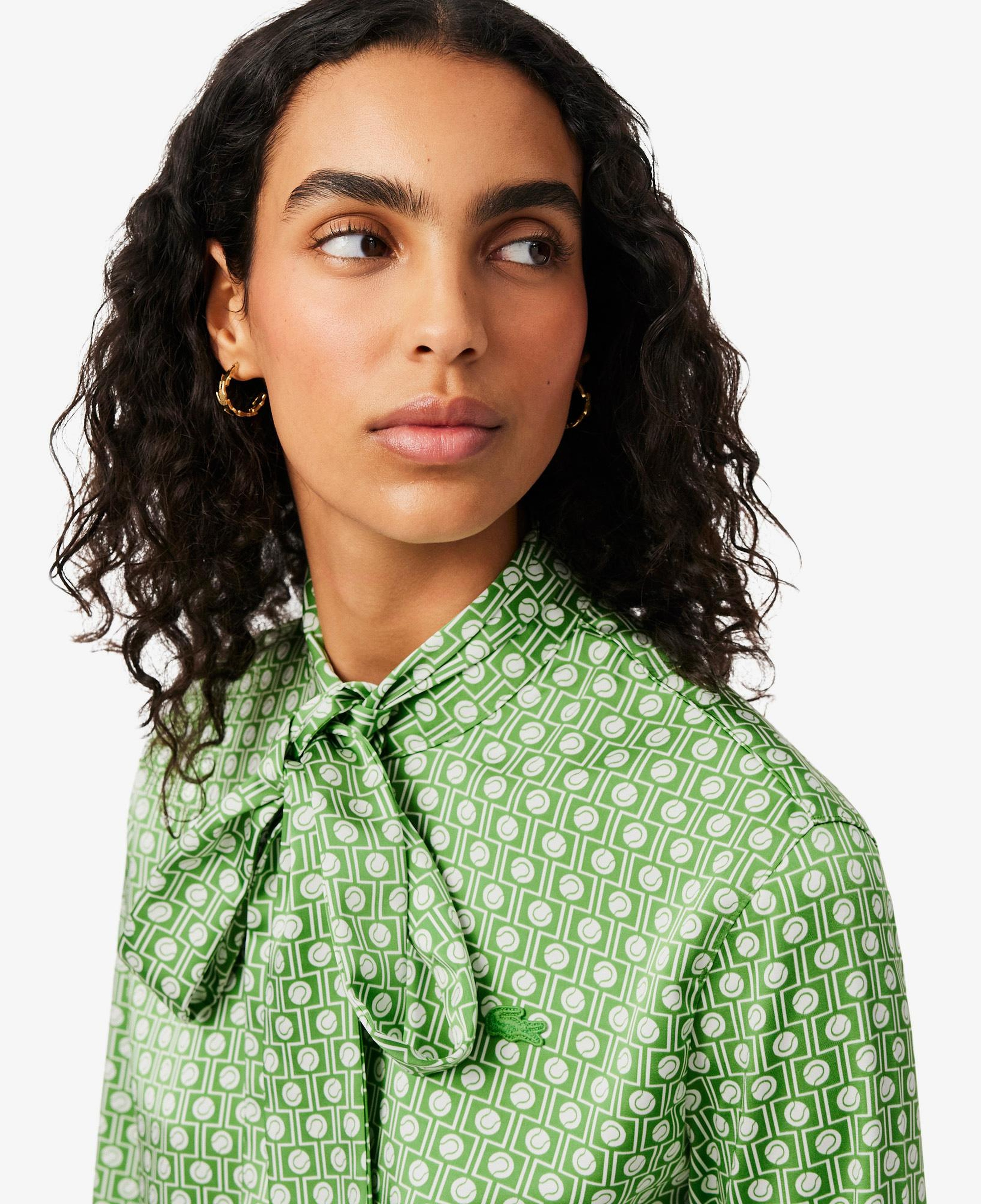 Lacoste Kadın Regular Fit Desenli Yeşil Gömlek